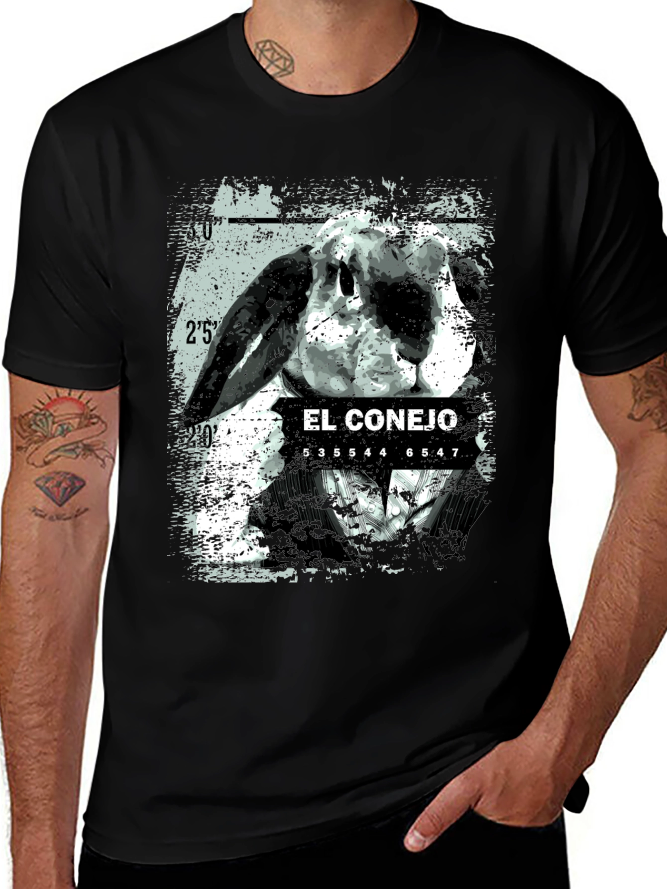 Variant 26 of El Conejo Graphic T-Shirt - Black Cotton Tee