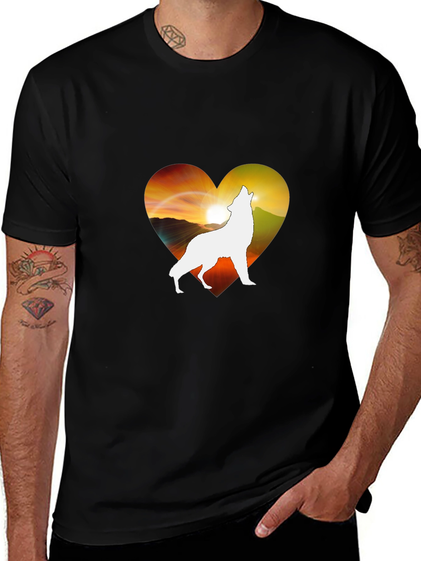 Variant 11 of Wolf Heart Silhouette T-Shirt - Unique Graphic Tee