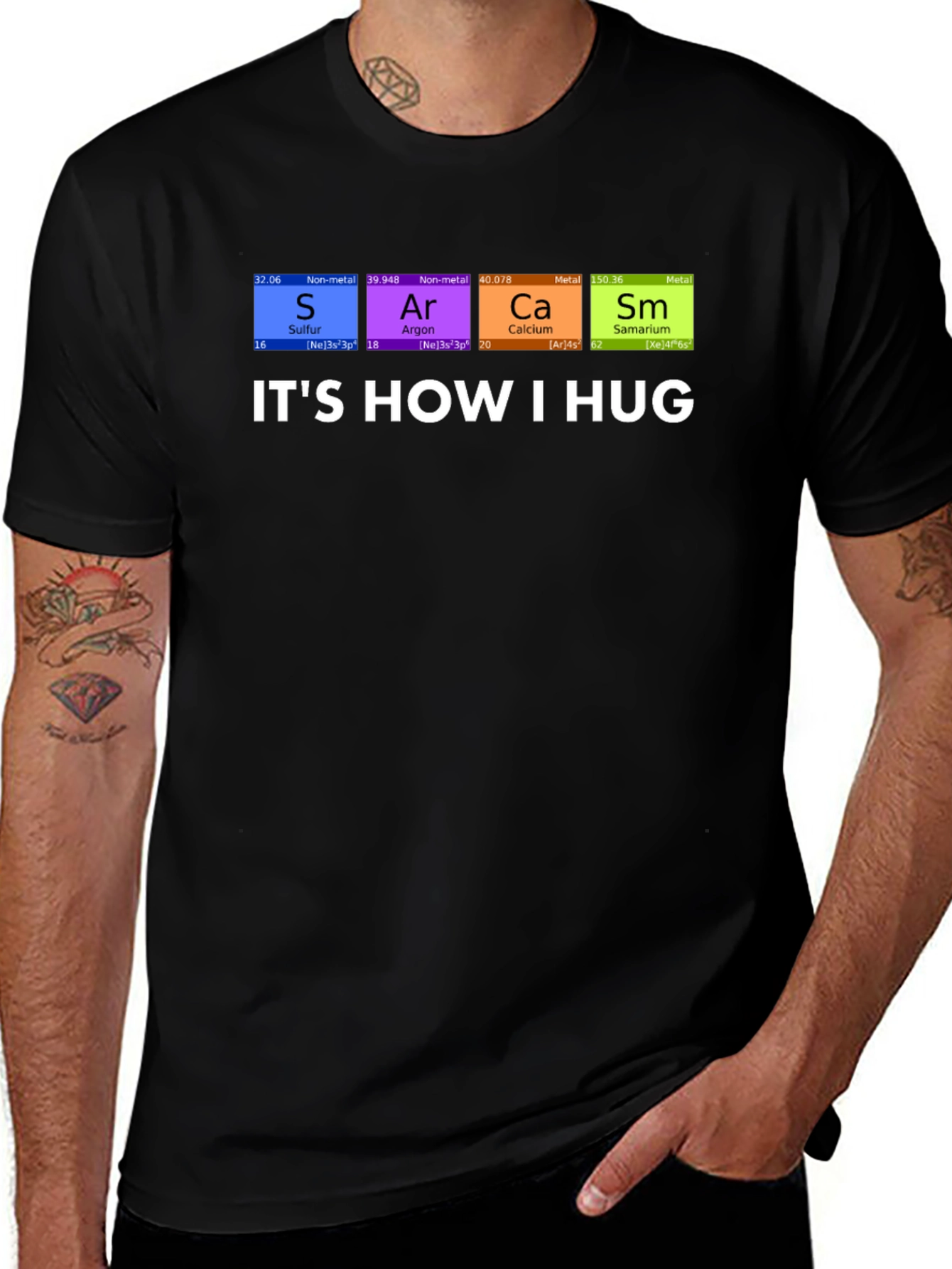 Variant 19 of It's How I Hug Chemistry Pun T-Shirt