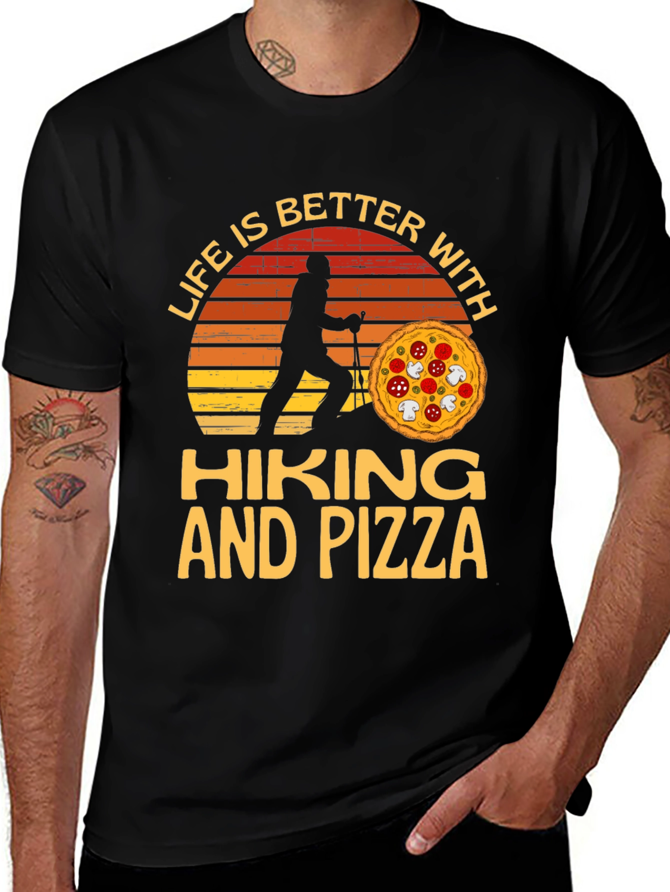 Variant 6 of Hiking and Pizza T-Shirt