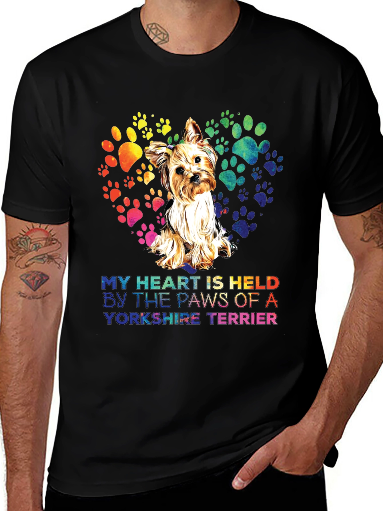 Yorkshire Terrier Paw Print Heart T-Shirt