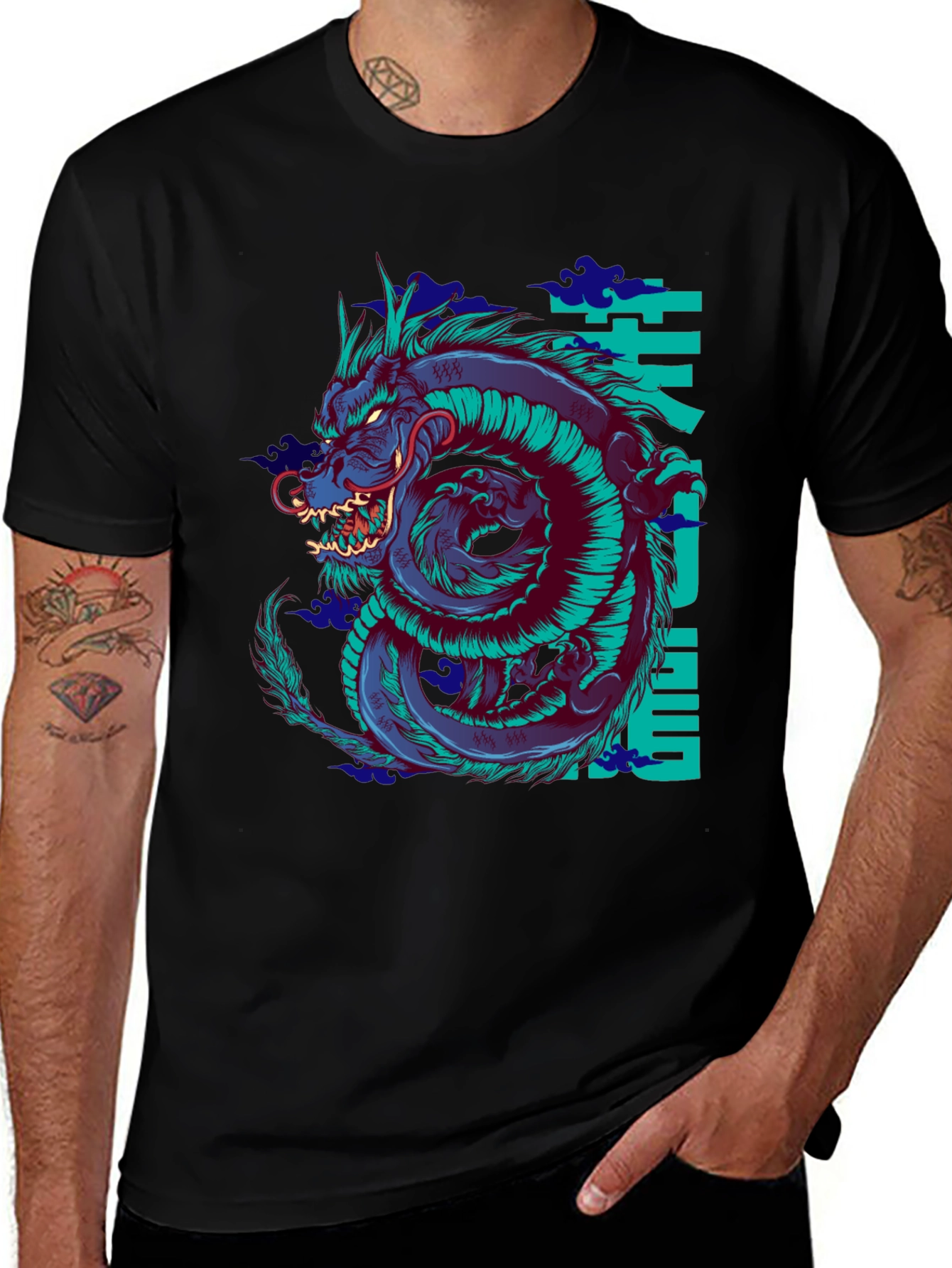 Variant 14 of Dragon Graphic Black T-Shirt