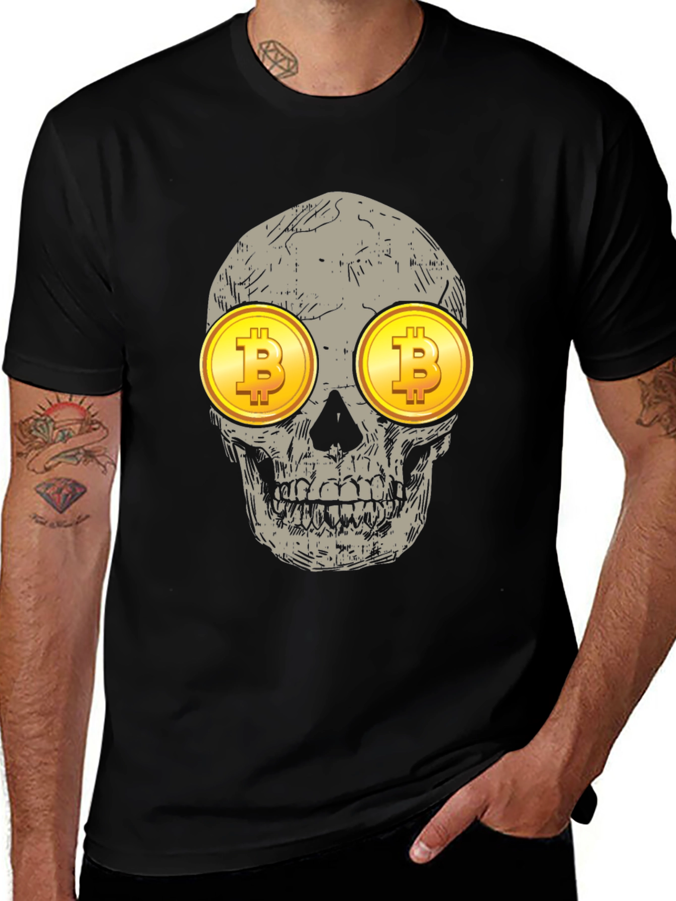 Variant 20 of Bitcoin Skull Graphic Tee - Crypto Investor Shirt
