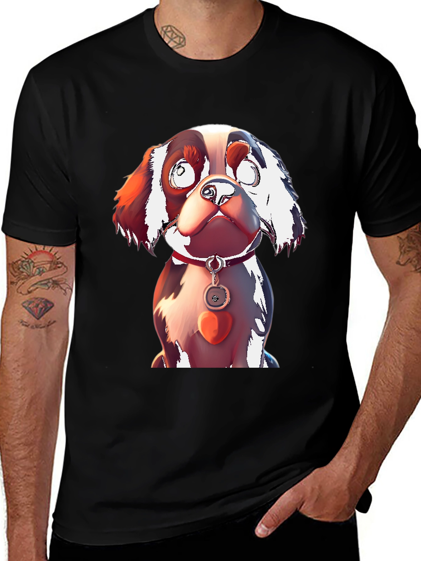 Variant 4 of Cute Cartoon Dog Graphic Tee - Black Unisex T-Shirt