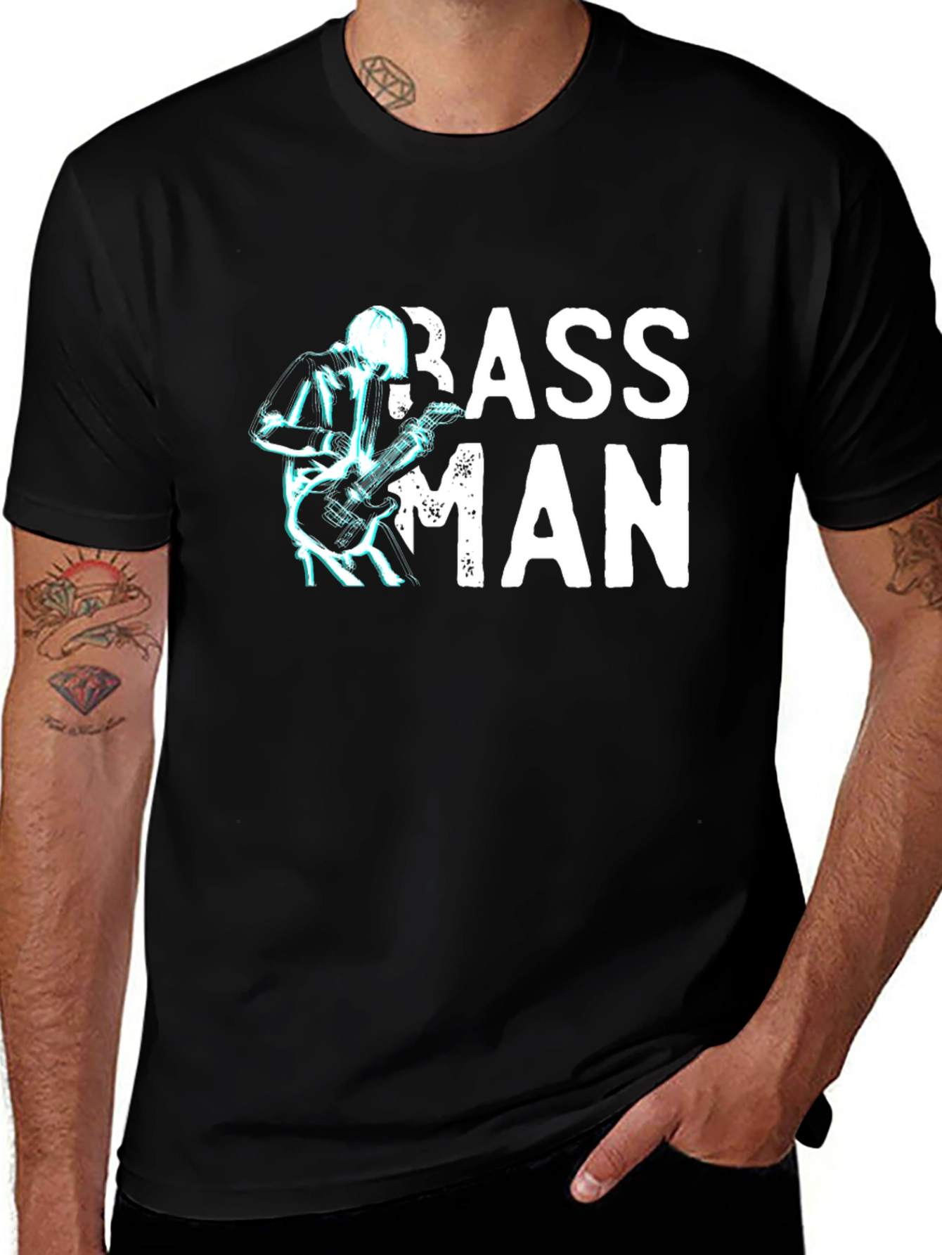 Variant 12 of Bass Man Graphic T-Shirt - Black Cotton Tee