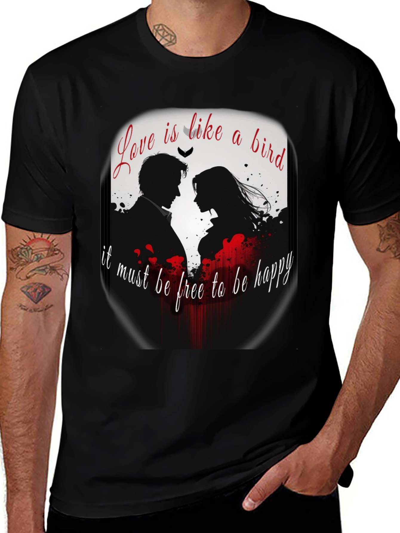 Variant 17 of Romantic Love Bird Graphic T-Shirt