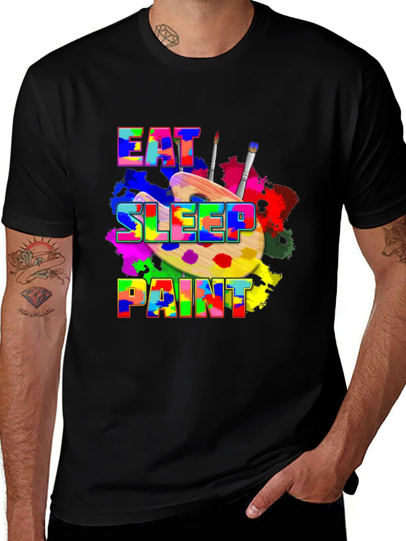 Eat Sleep Paint T-Shirt - Colorful Artist Tee