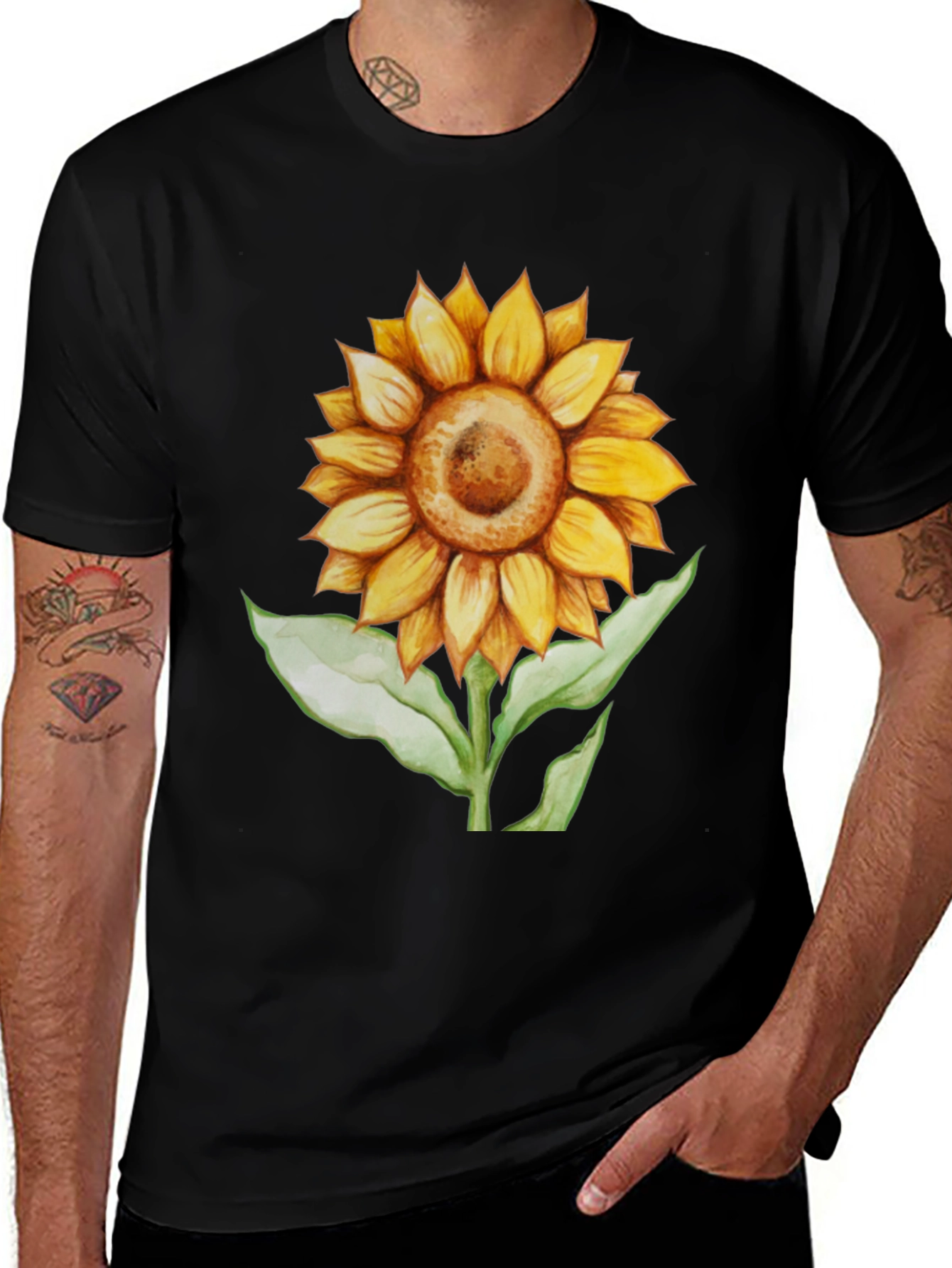 Variant 15 of Sunflower Graphic T-Shirt - Black Cotton Tee