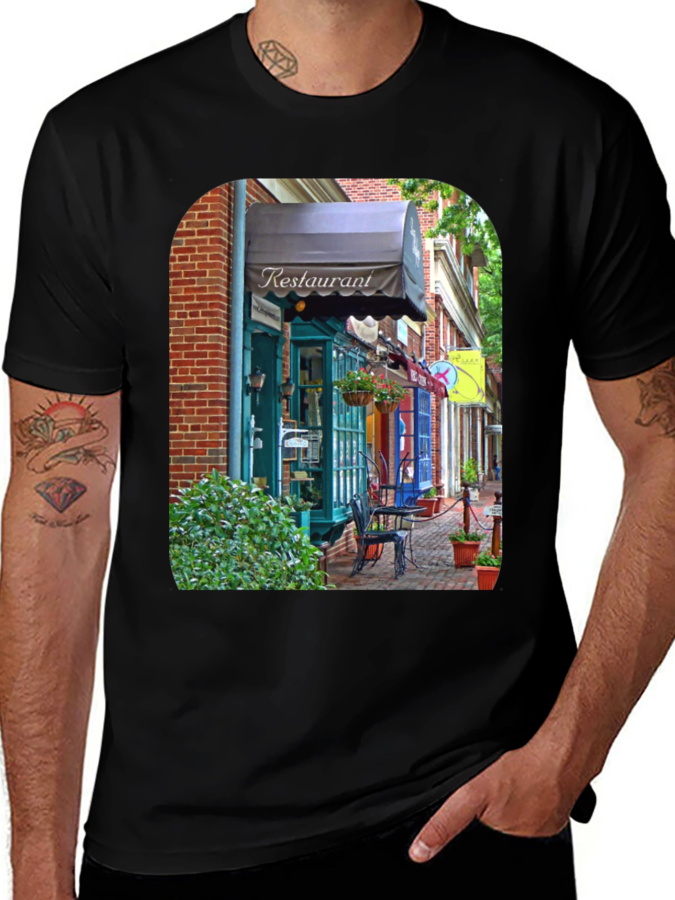 Variant 21 of Restaurant Street Scene T-Shirt - Unique Design