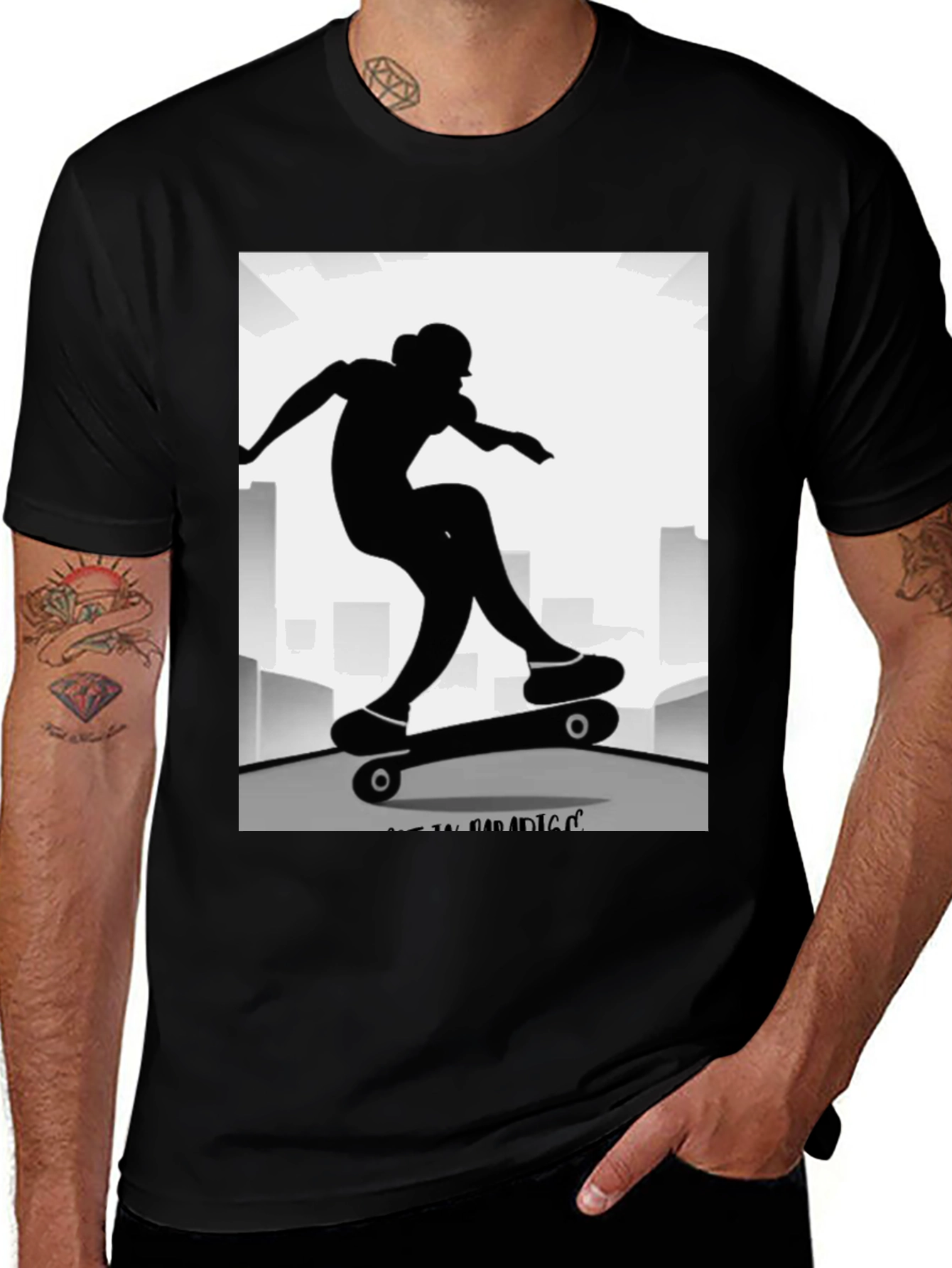 Variant 27 of Skater Silhouette Graphic Tee - Black