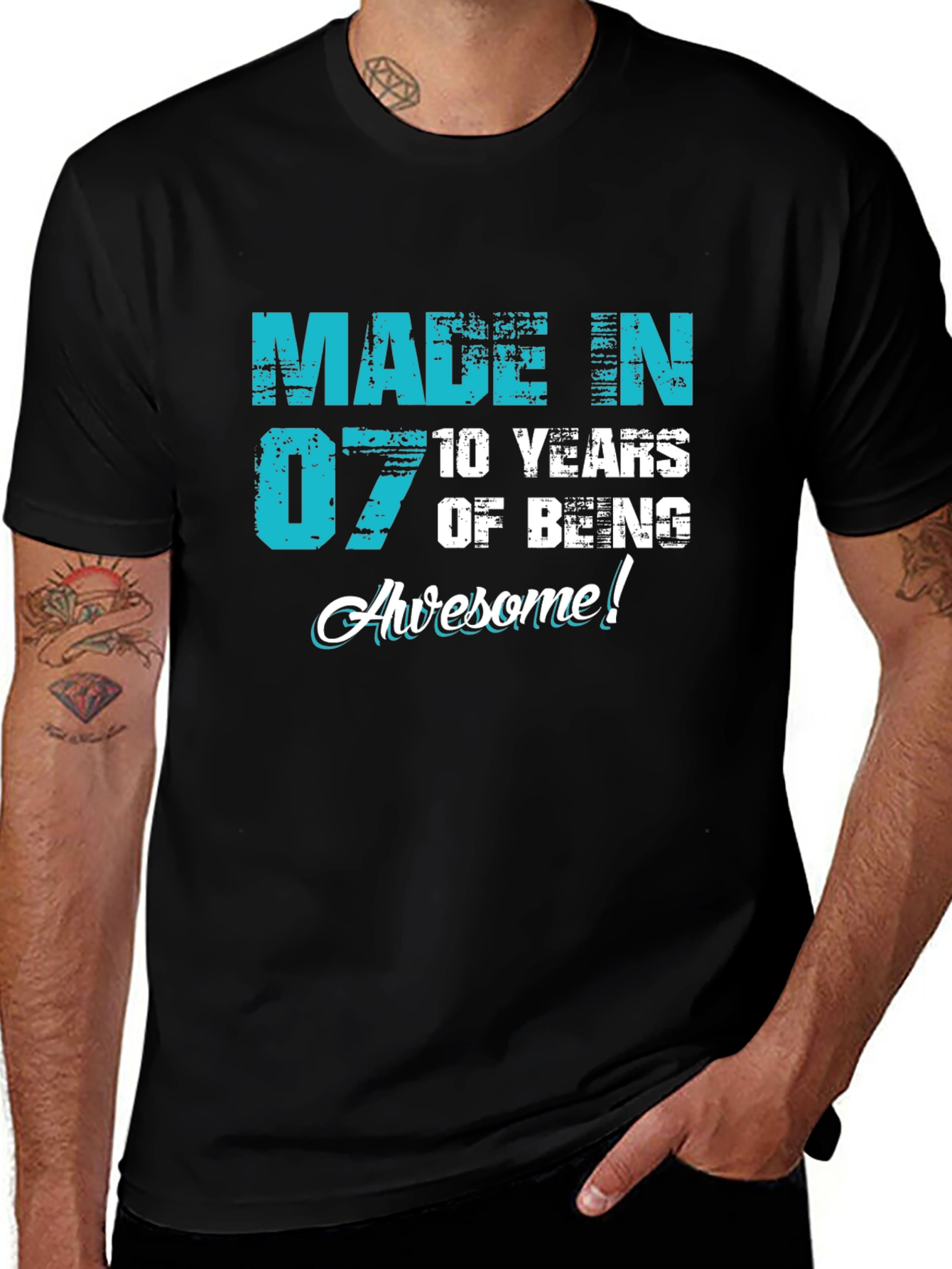 Variant 21 of Made in 07 - 10 Years of Being Awesome T-Shirt