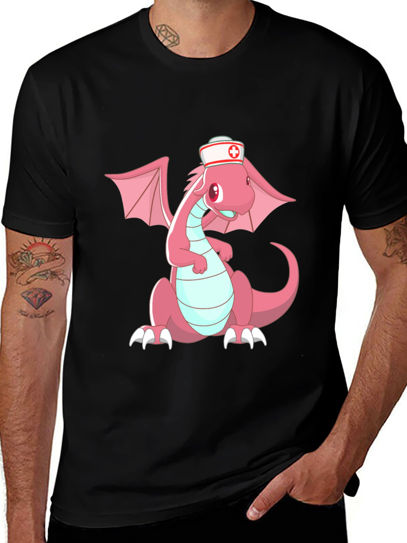 Variant 14 of Dragon Nurse T-Shirt - Cute Cartoon Design