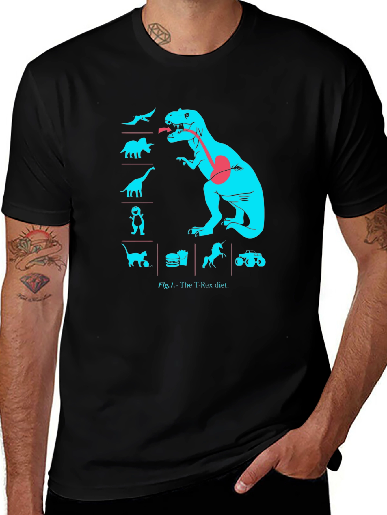 T-Rex Diet Graphic Tee -  Black Cotton T-Shirt