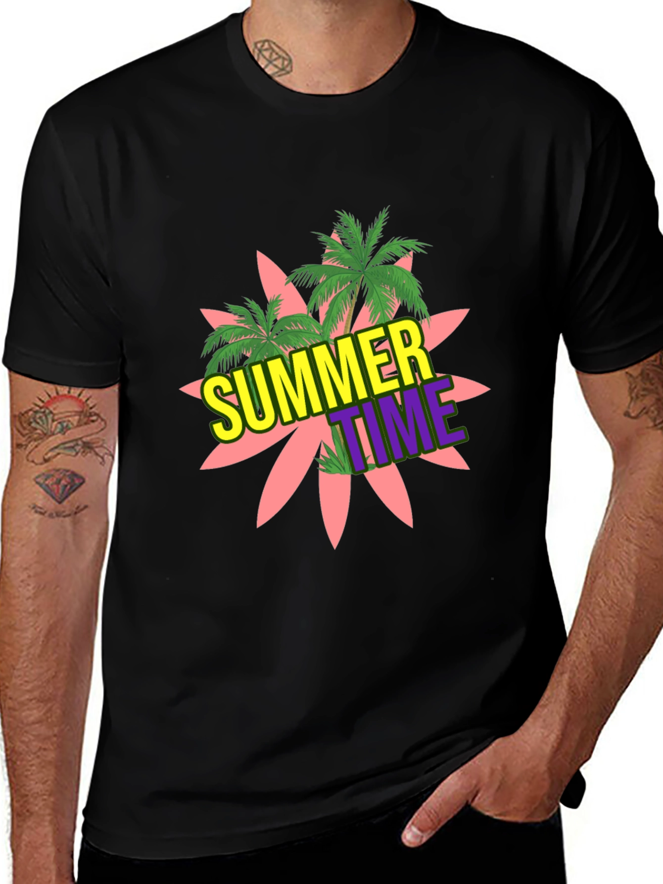 Variant 9 of Summer Time Graphic Black T-Shirt
