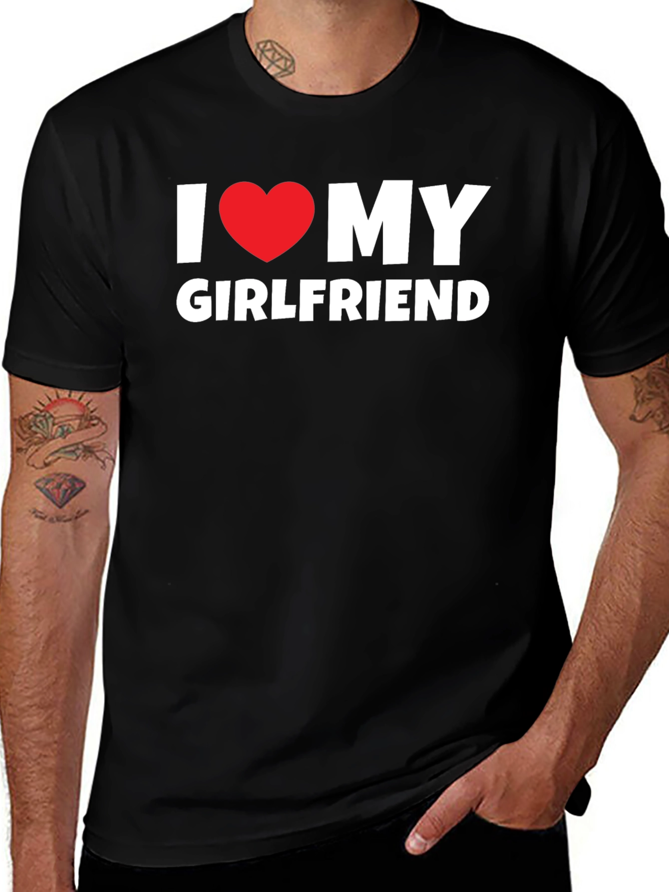 Variant 17 of I Love My Girlfriend T-Shirt - Black Tee