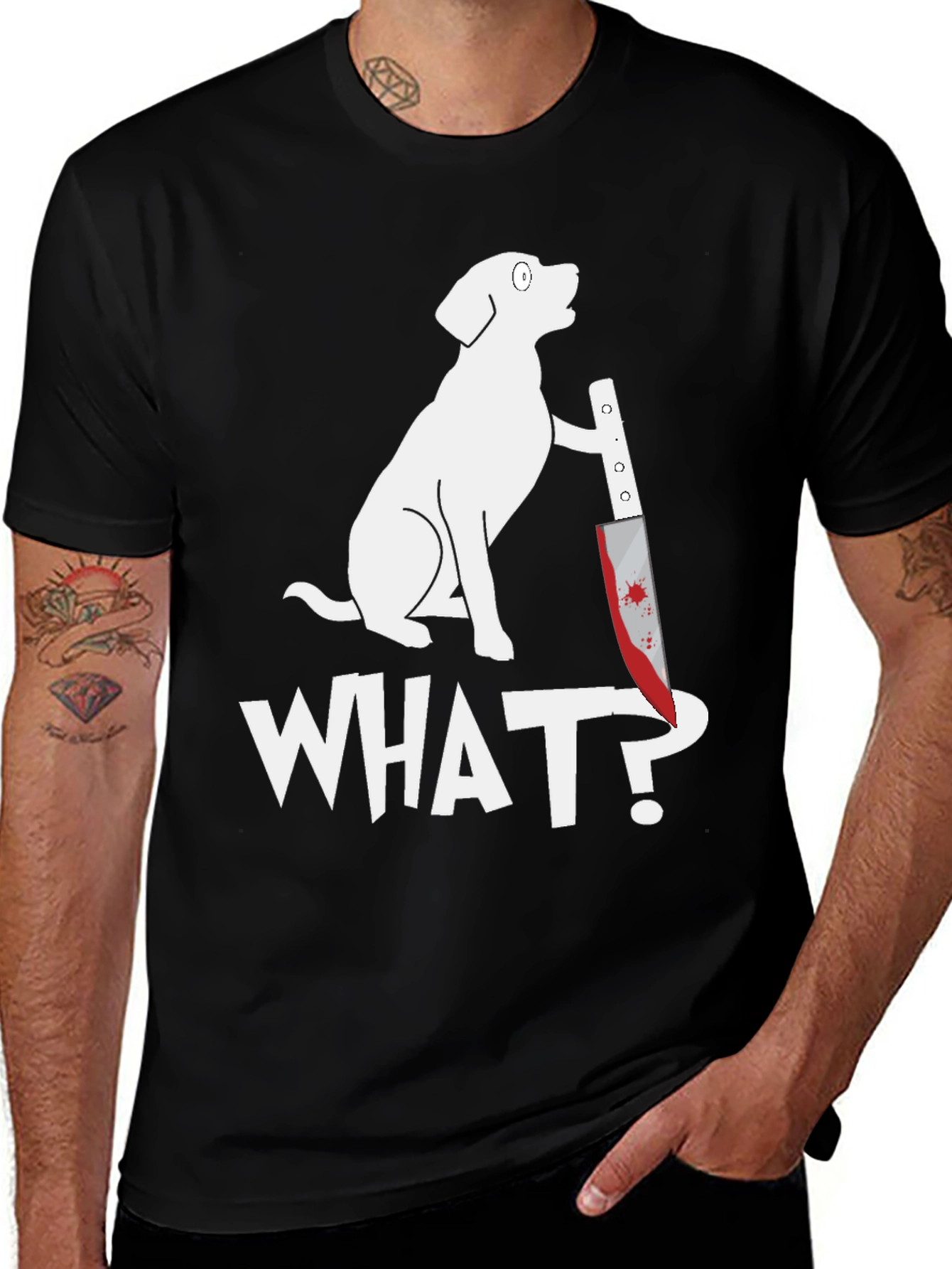 Variant 28 of Dog Holding Bloody Knife Graphic T-Shirt