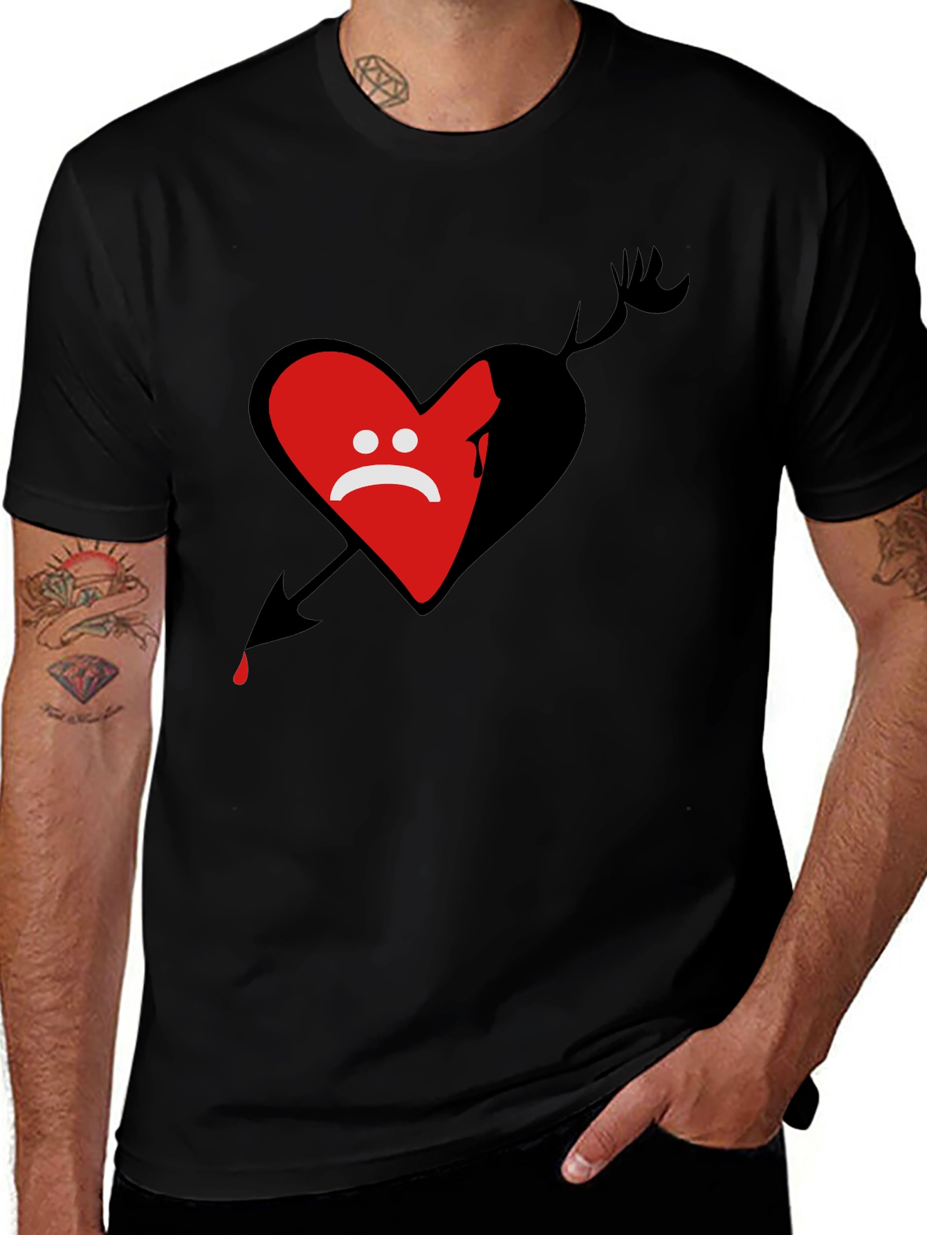 Variant 3 of Sad Heart Arrow T-Shirt - Dark Graphic Tee