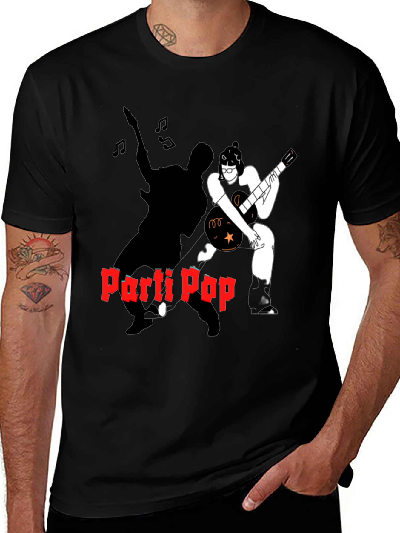 Variant 3 of Parti Pop Graphic Tee - Black Cotton T-Shirt