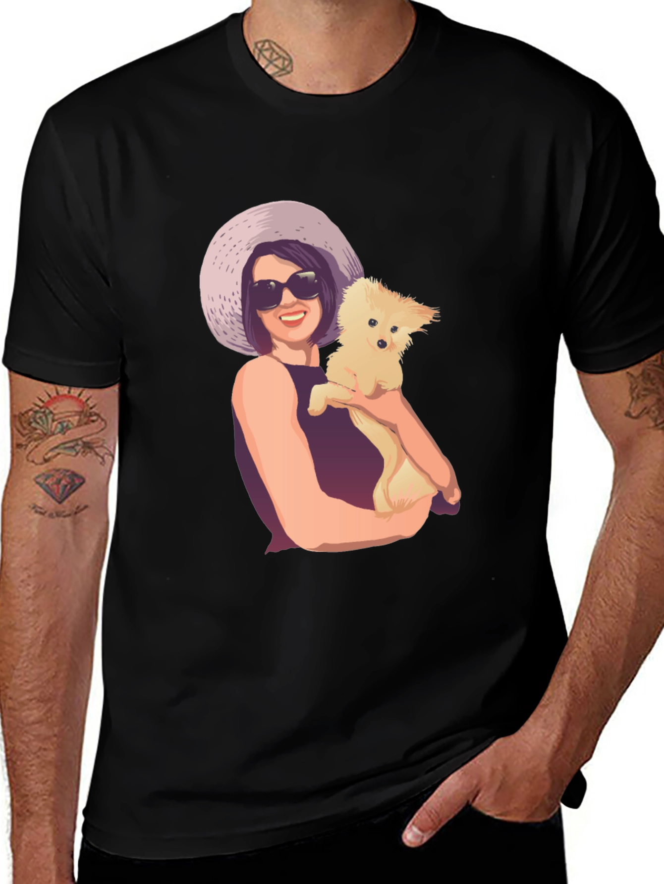 Variant 26 of Stylish Graphic Tee - Woman with Dog