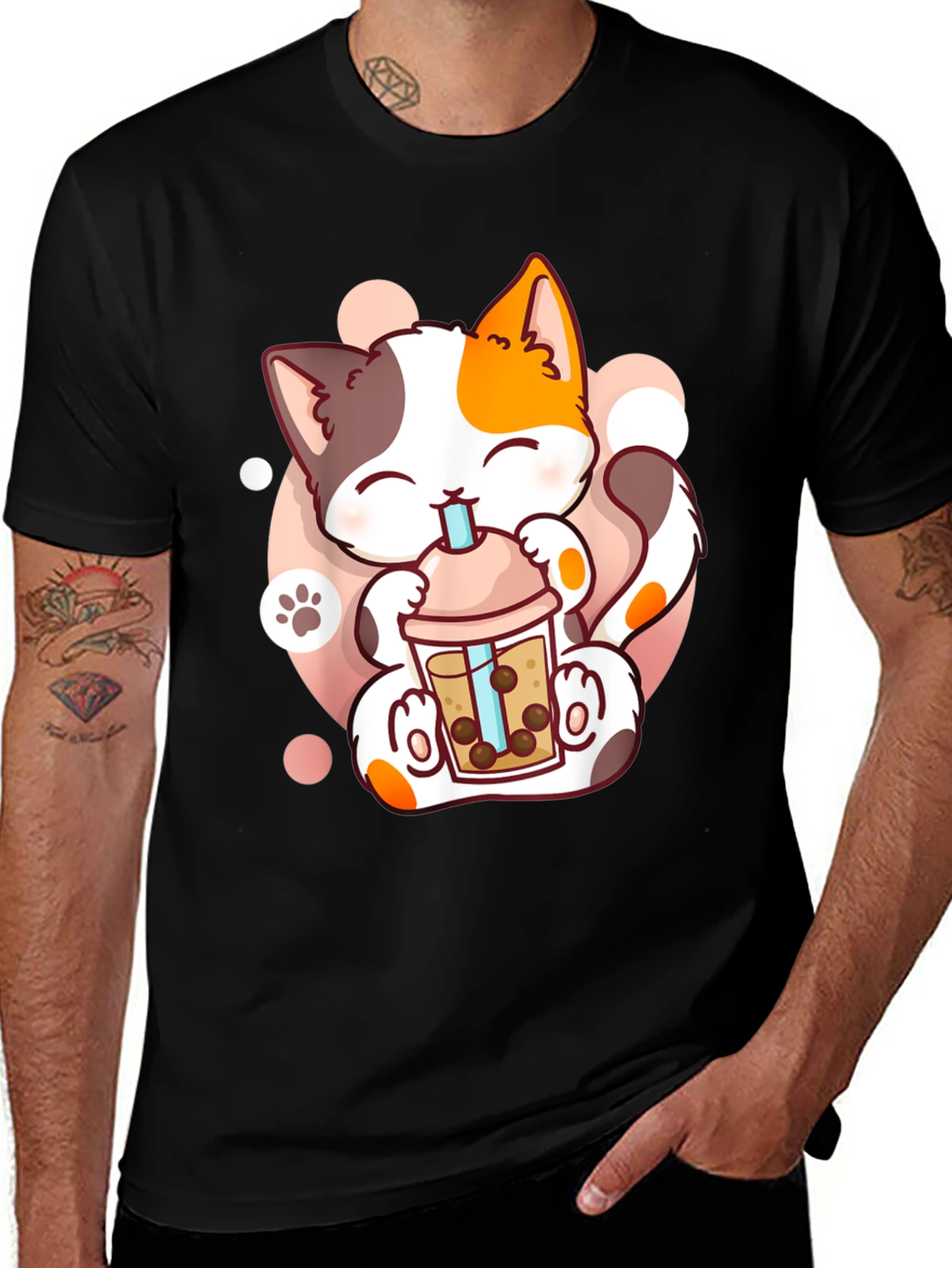 Variant 6 of Cute Cat Boba Tea T-Shirt - Kawaii Kitten Design