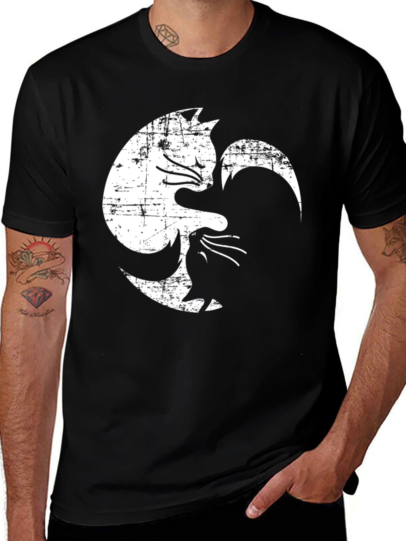 Variant 4 of Yin Yang Cats T-Shirt - Distressed Graphic