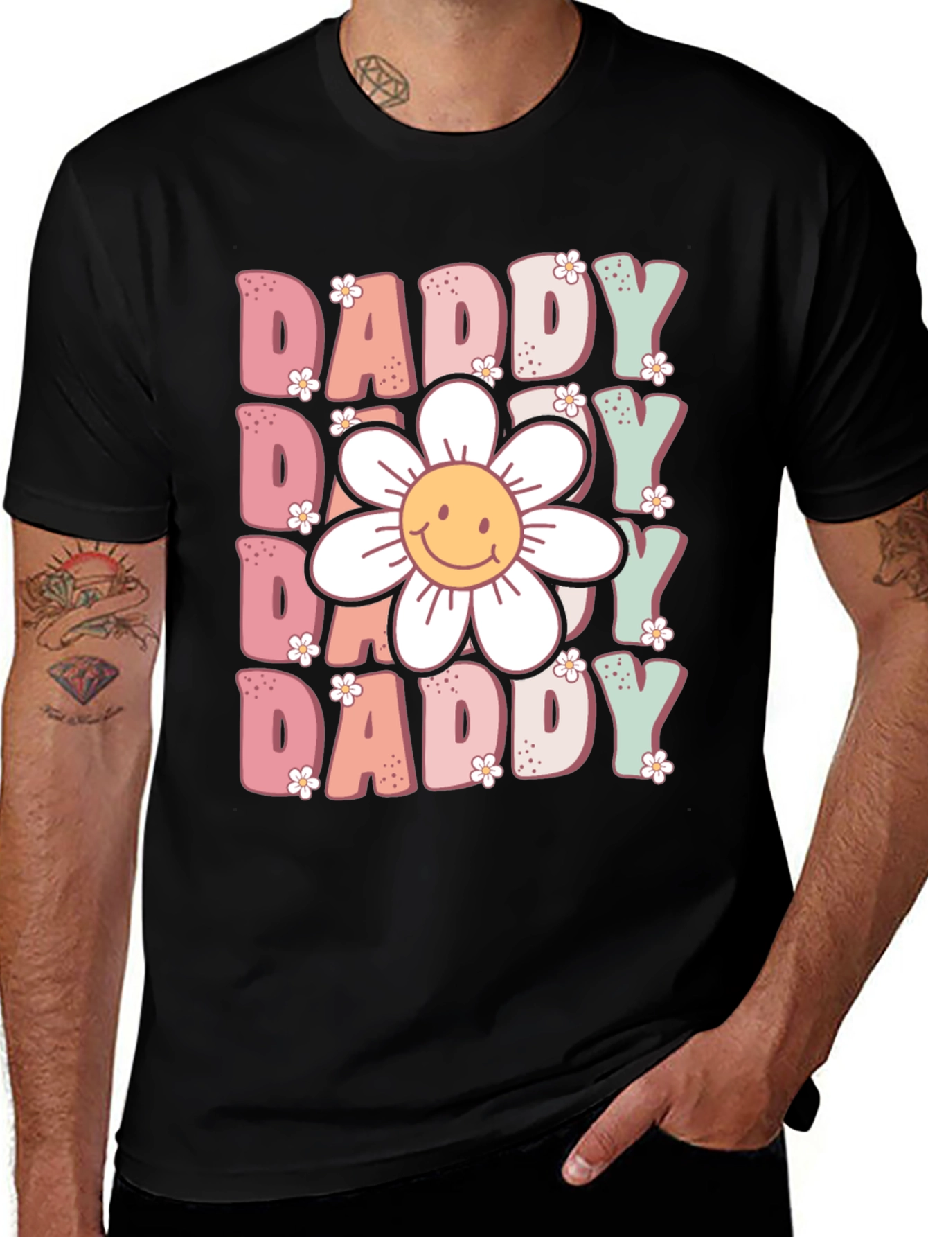 Variant 6 of Retro Smiley Face Daddy Graphic T-Shirt