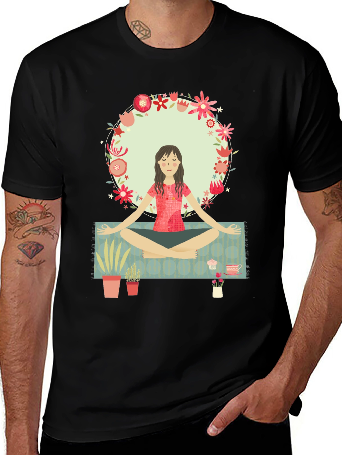 Variant 20 of Yoga Girl Flower Circle Graphic Tee