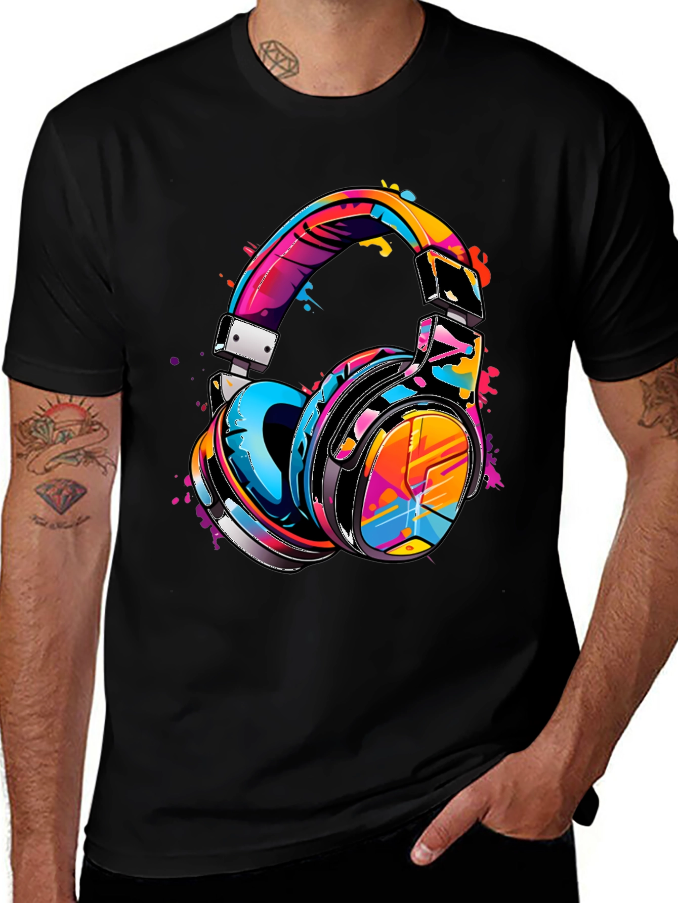 Variant 24 of Vibrant Headphones Graphic T-Shirt - Stylish Music Lover Tee