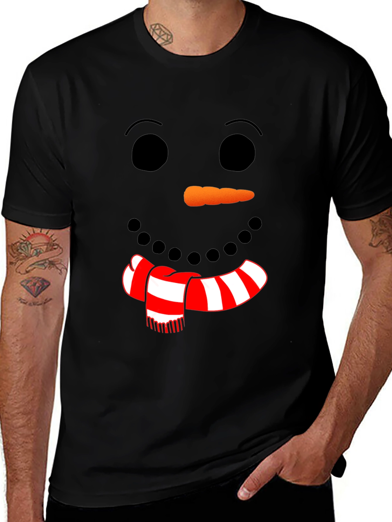 Variant 7 of Festive Snowman Face Graphic Tee