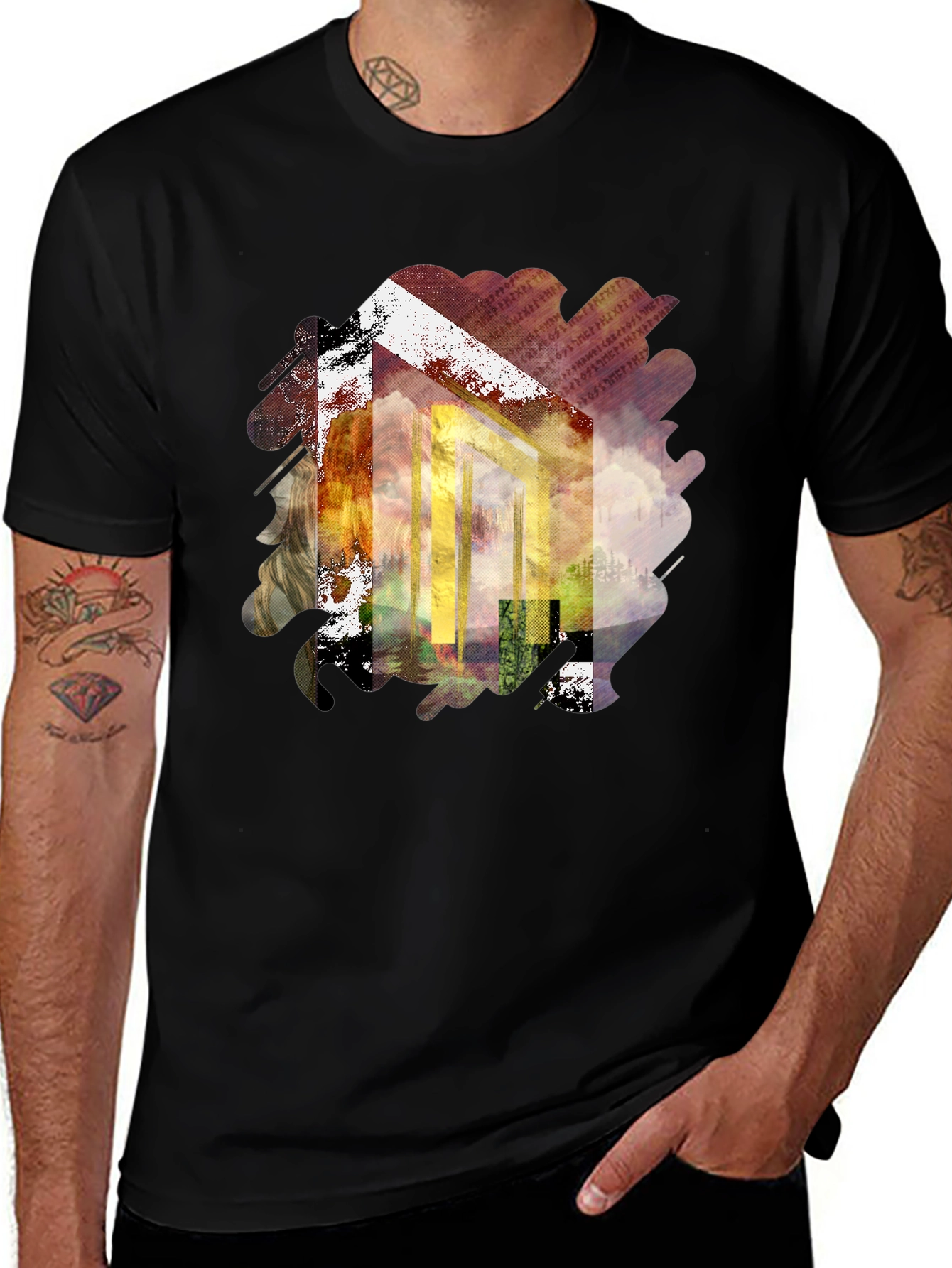 Variant 16 of Abstract Graphic Print Black T-Shirt