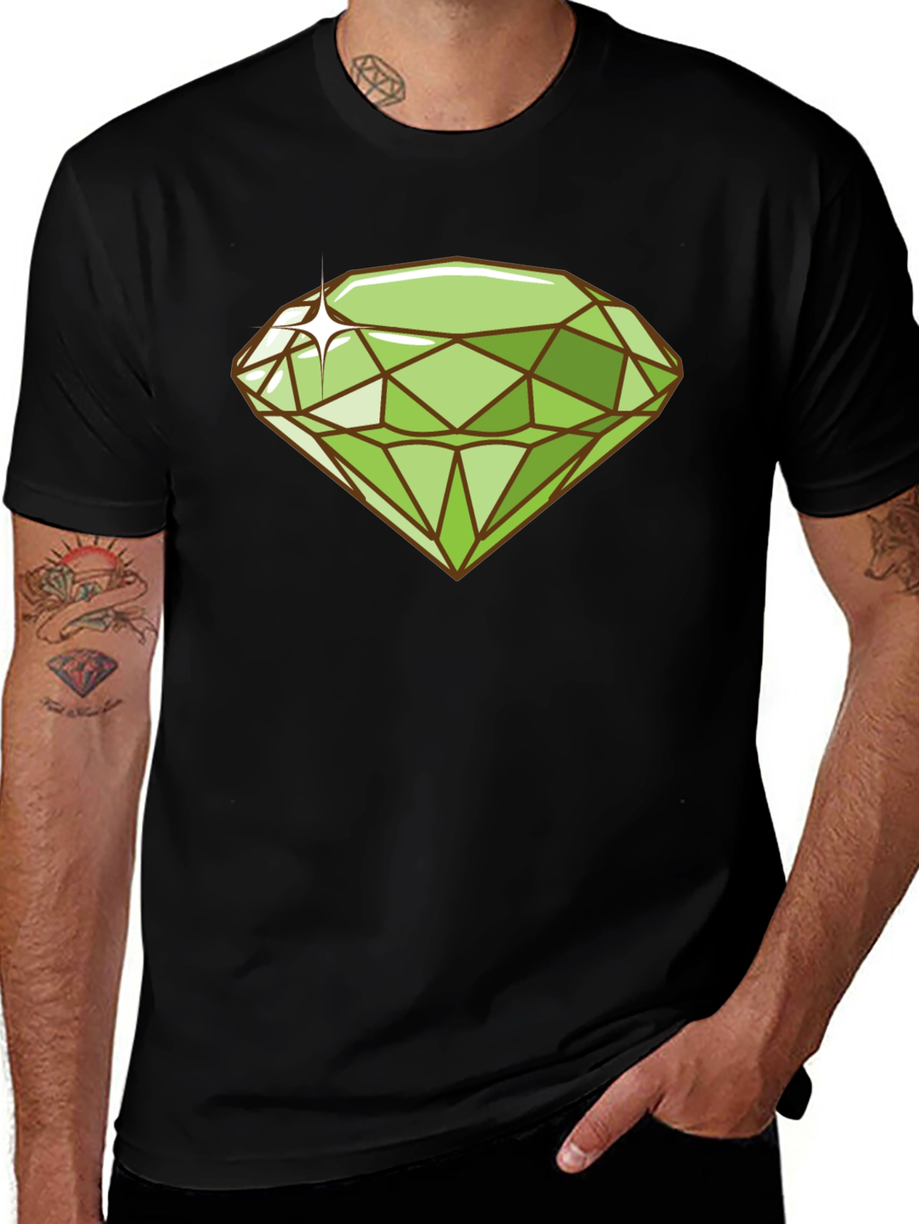 Black Emerald Gemstone Graphic Tee - Trendy Style main image