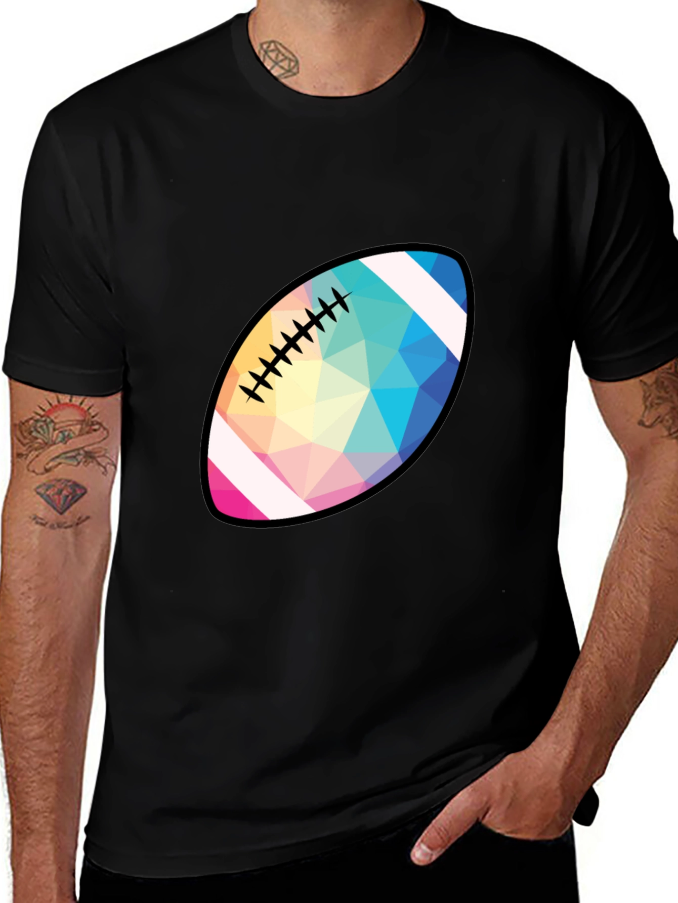 Variant 15 of Geometric Football Graphic T-Shirt