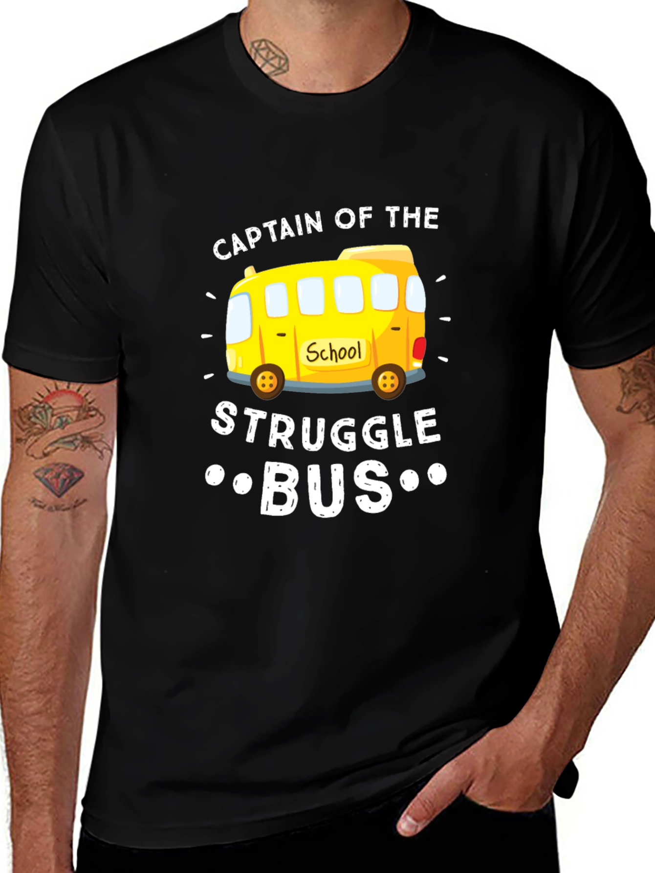 Variant 2 of Captain of the Struggle Bus Black T-Shirt