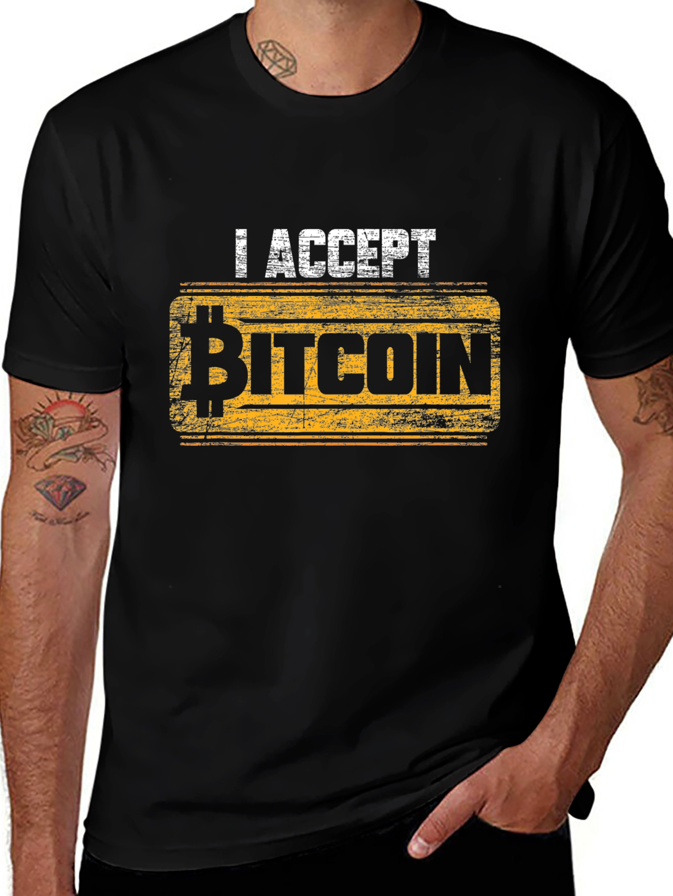 Variant 18 of I Accept Bitcoin Black T-Shirt - Crypto Currency Fashion