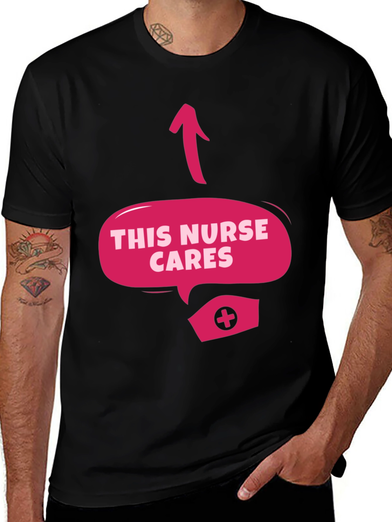Variant 25 of This Nurse Cares Graphic Tee