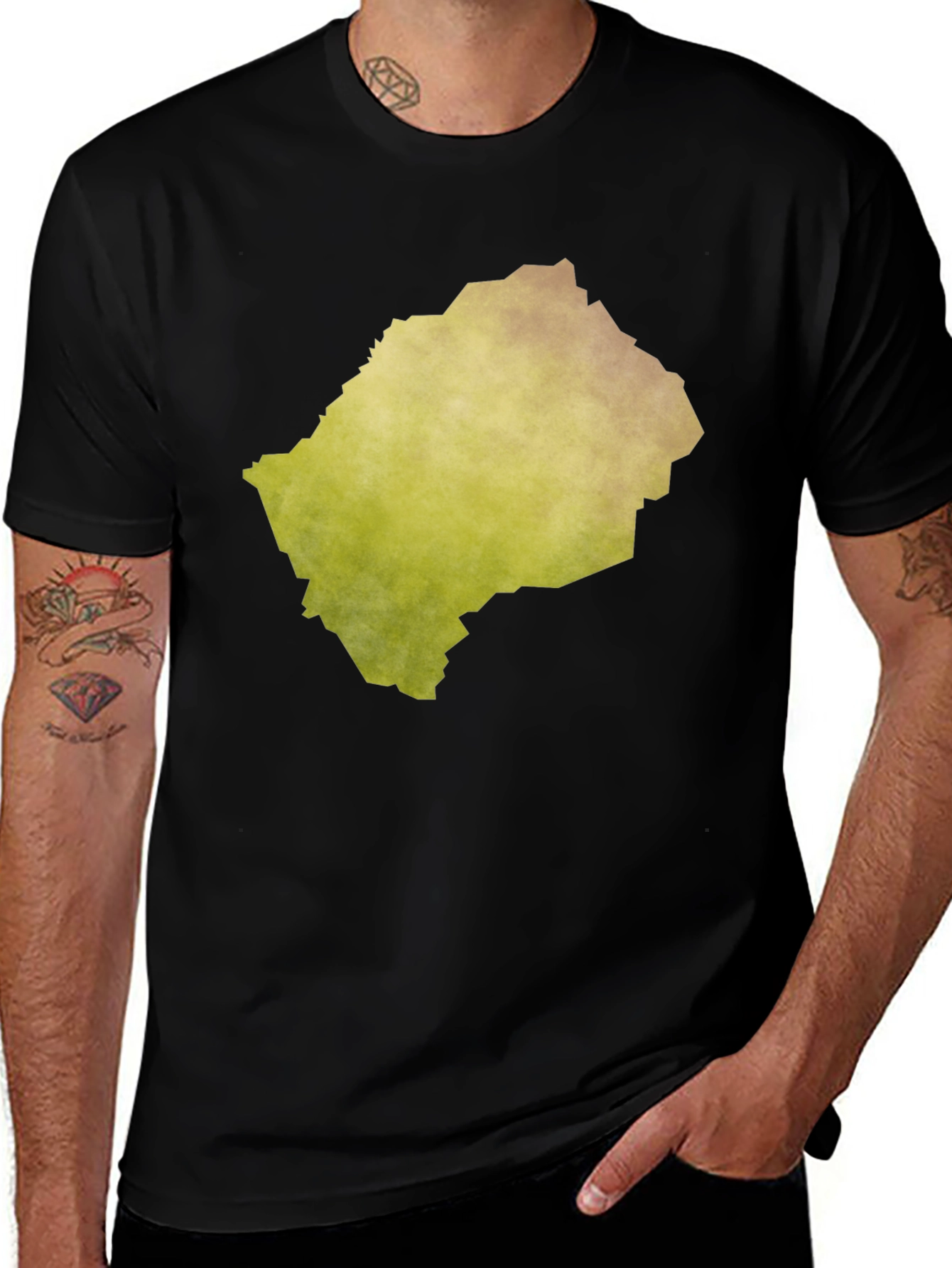 Lesotho Map Graphic Print Black Tee