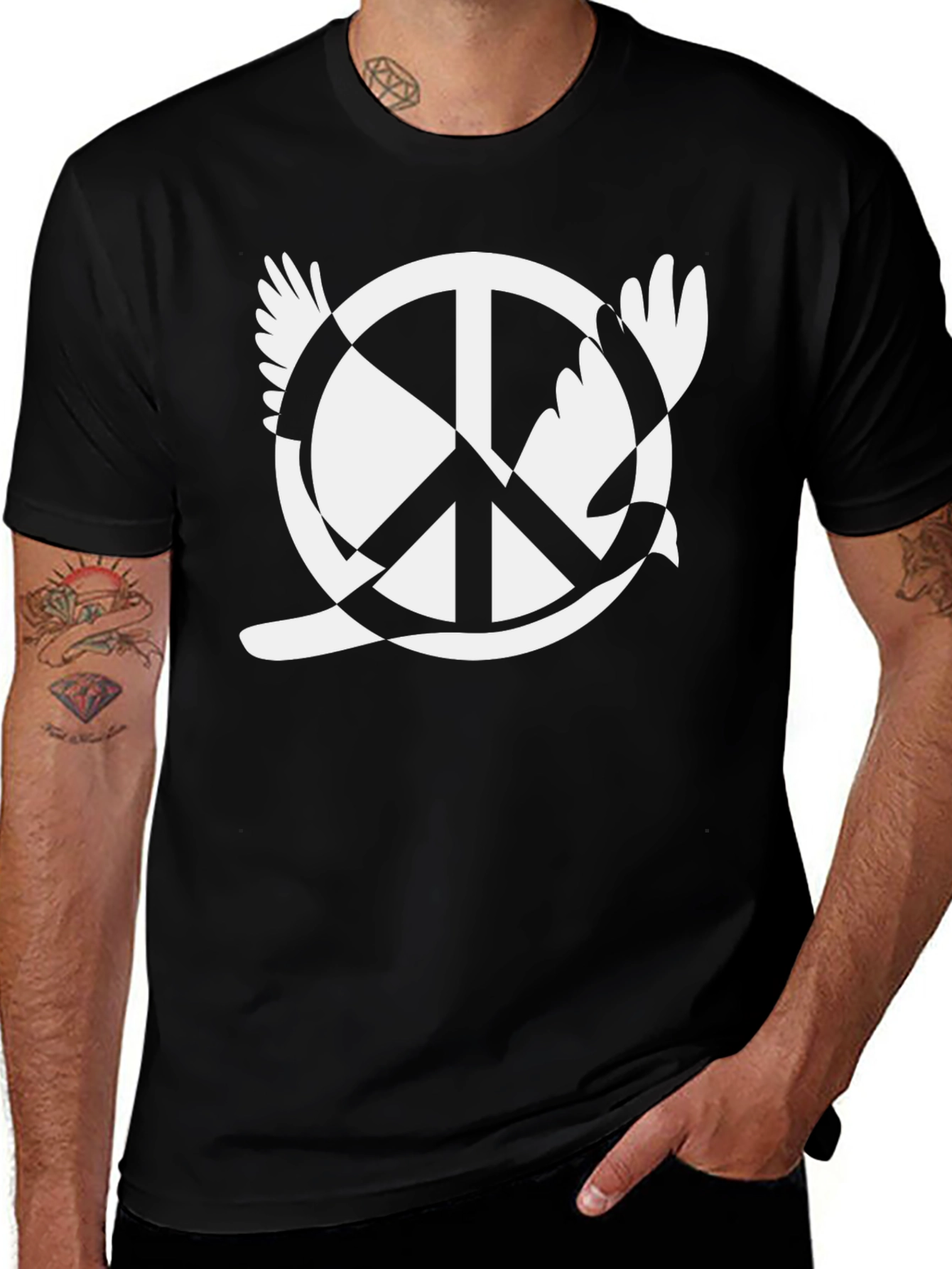 Variant 8 of Peace Dove Graphic Black T-Shirt