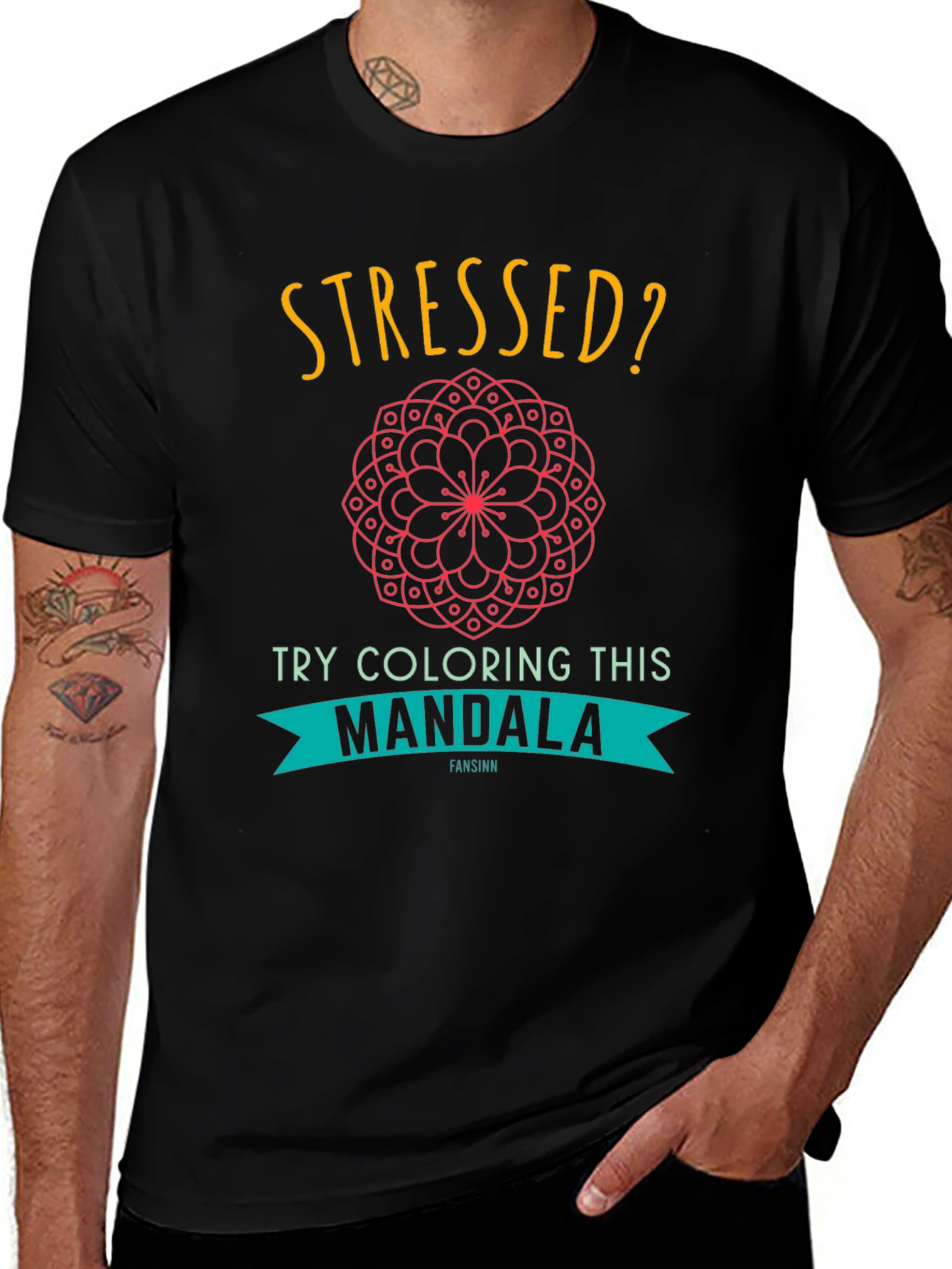 Variant 19 of Stressed? Try Coloring This Mandala Graphic Tee