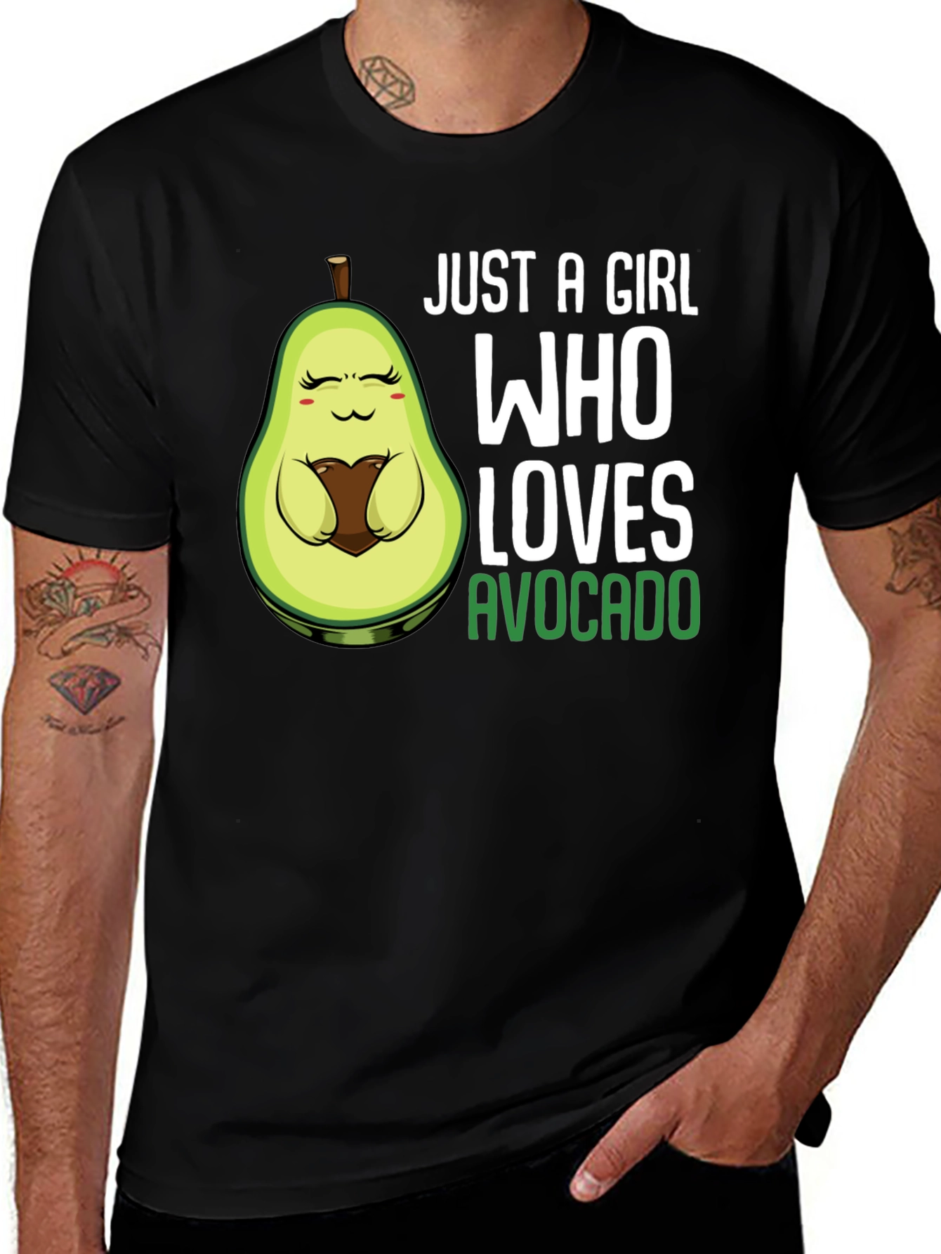 Variant 30 of Just a Girl Who Loves Avocado Black T-Shirt