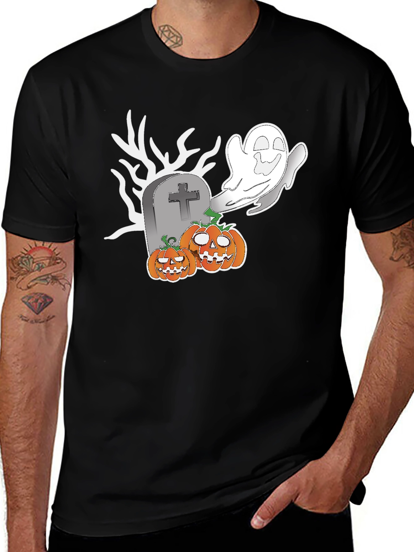 Variant 14 of Halloween Ghost & Pumpkin Graphic Tee