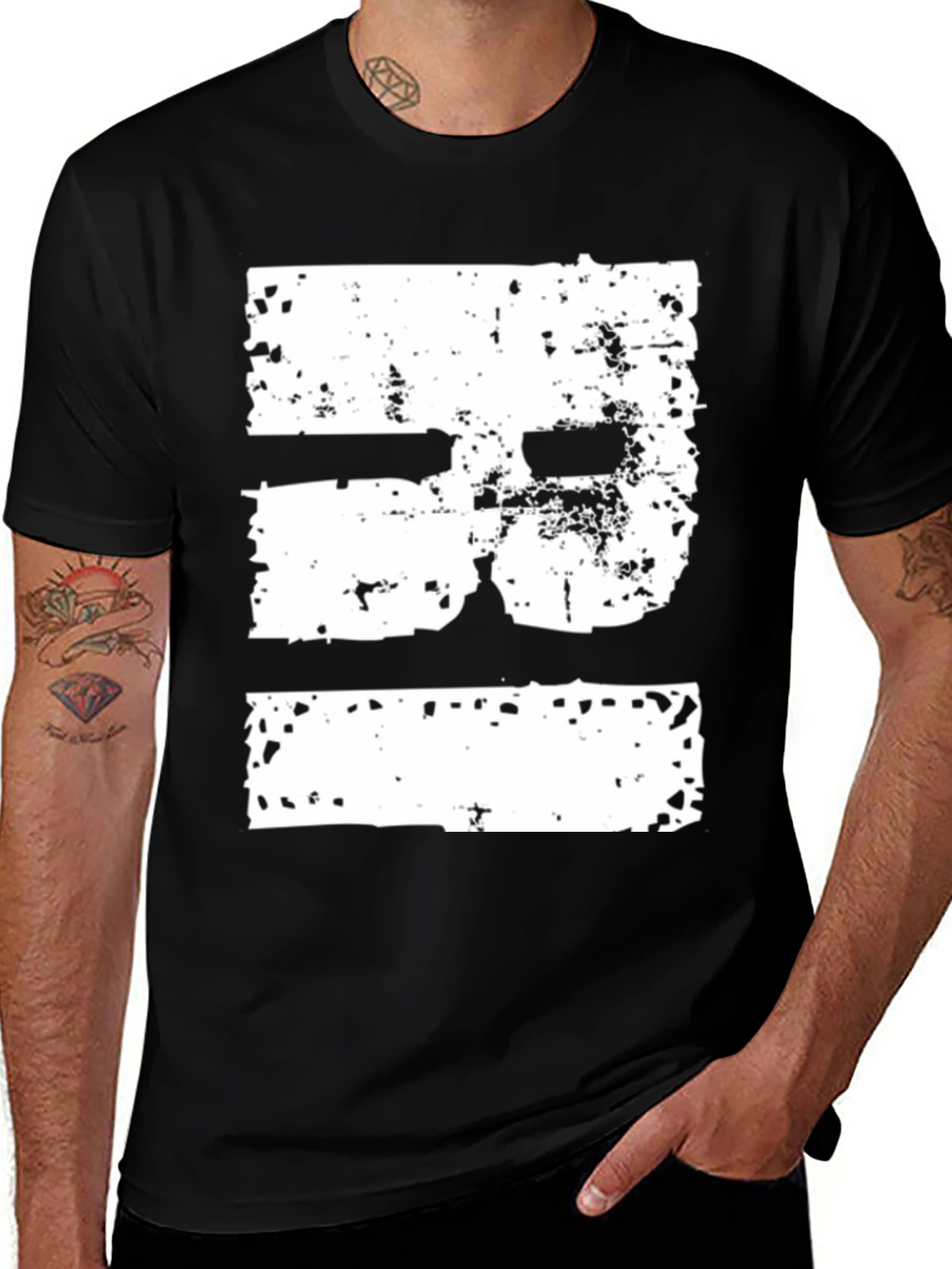 Variant 8 of Distressed Number 33 Graphic Tee - Black