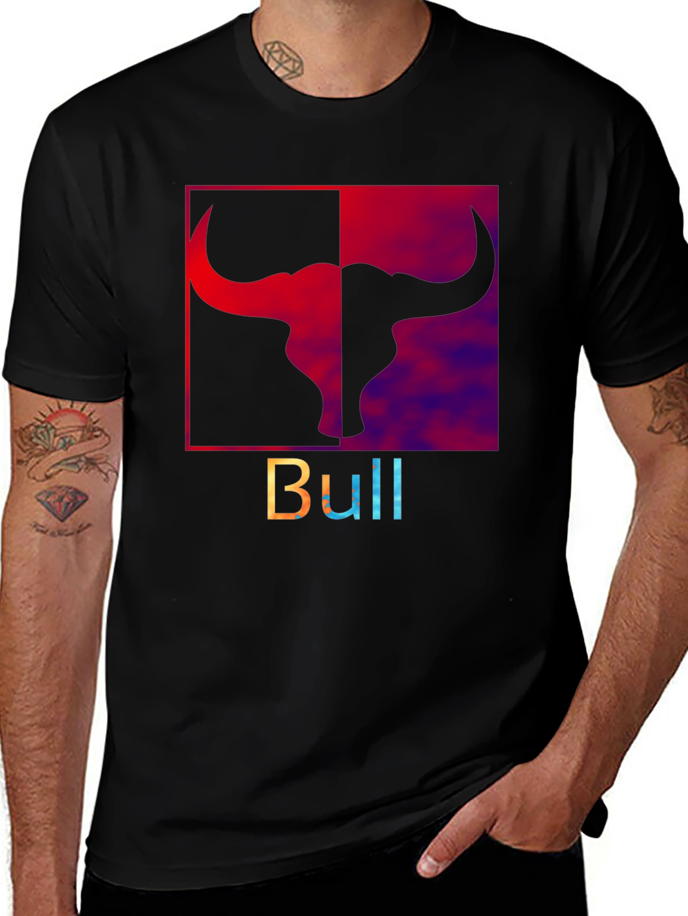 Variant 19 of Bold Bull Graphic Tee - Stylish Men's Black T-Shirt
