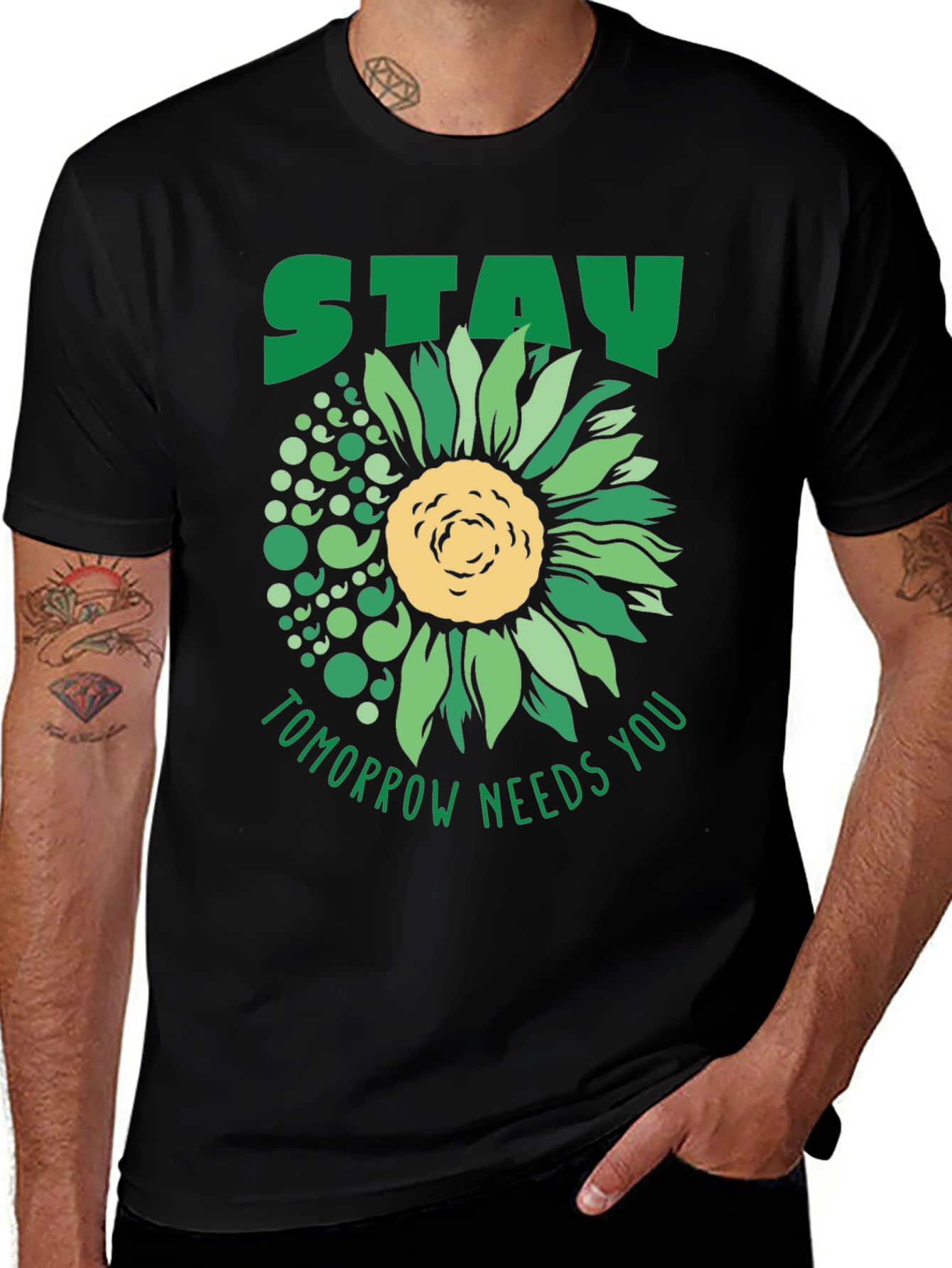 Black Stay Tomorrow Needs You Sunflower T-Shirt main image