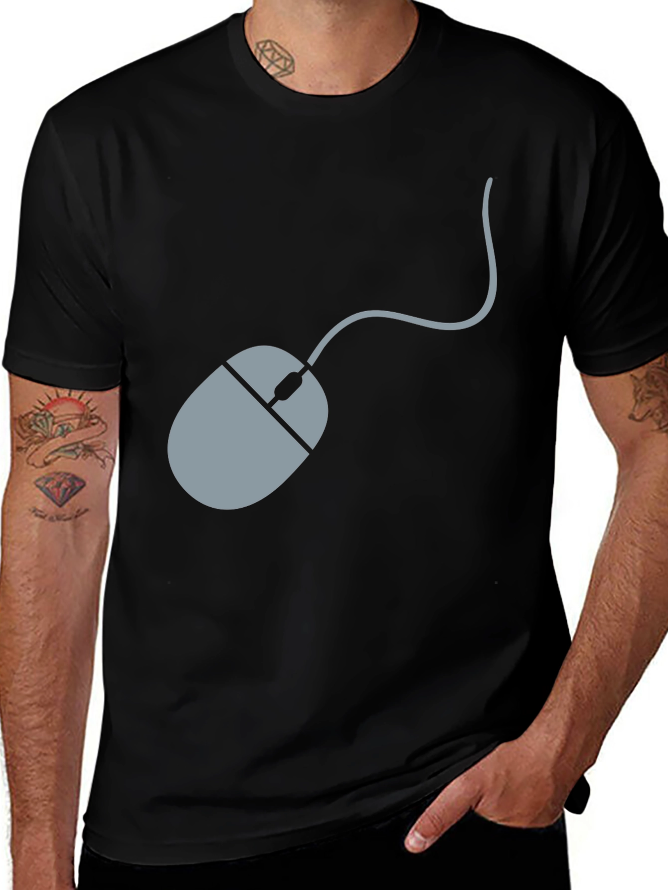Geek Chic: Classic Computer Mouse Graphic Tee - Black