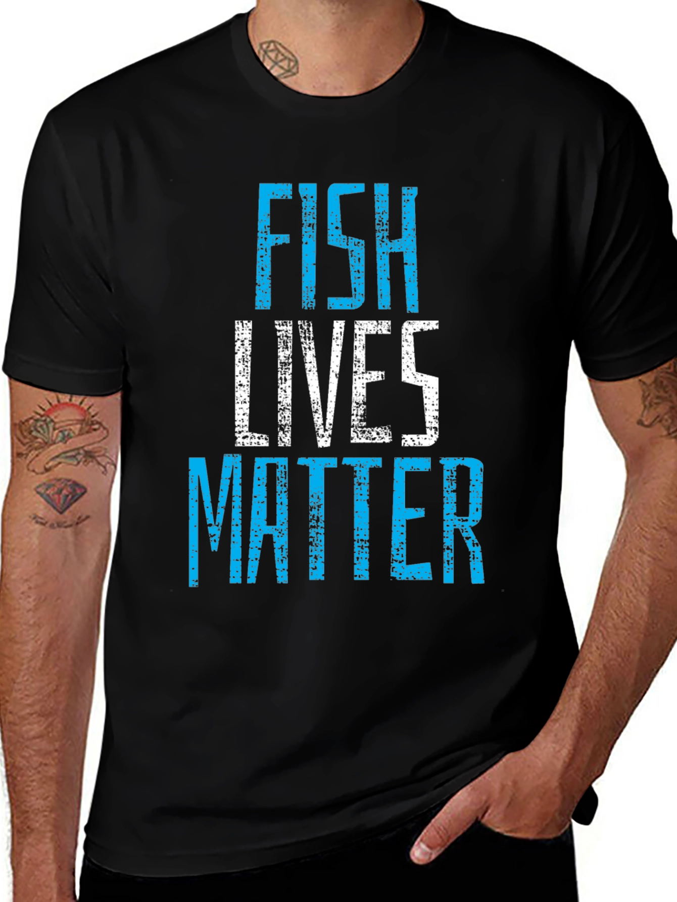 Variant 12 of Fish Lives Matter Graphic Tee - Black