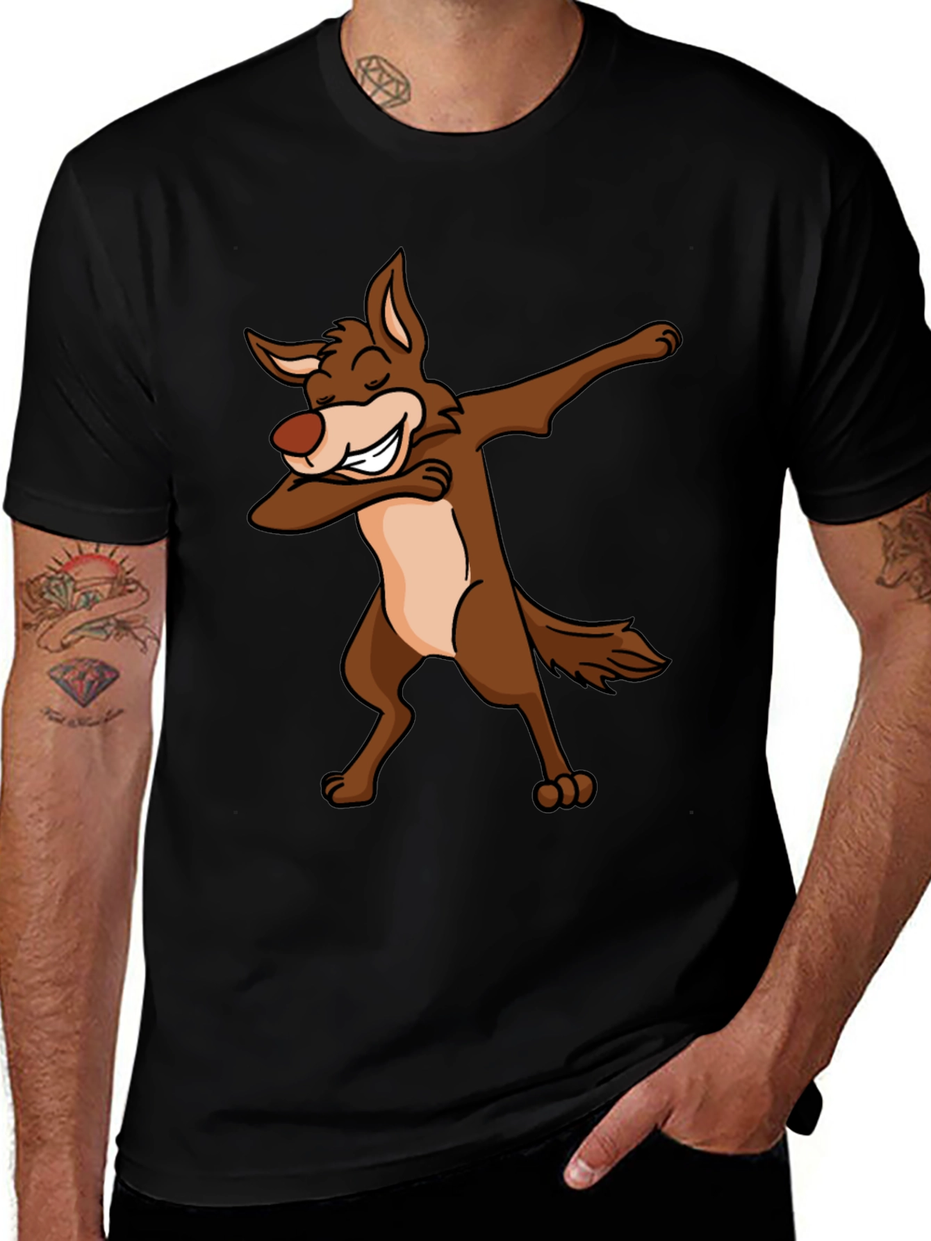 Variant 6 of Dabbing Coyote Graphic T-Shirt - Black