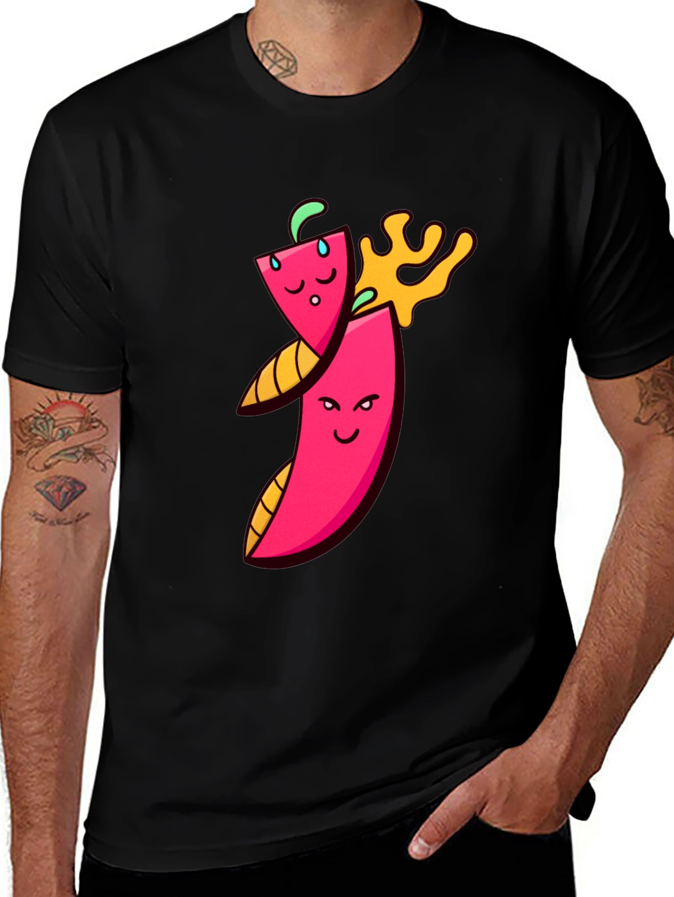 Spicy Chili Pepper Cartoon Graphic T-Shirt