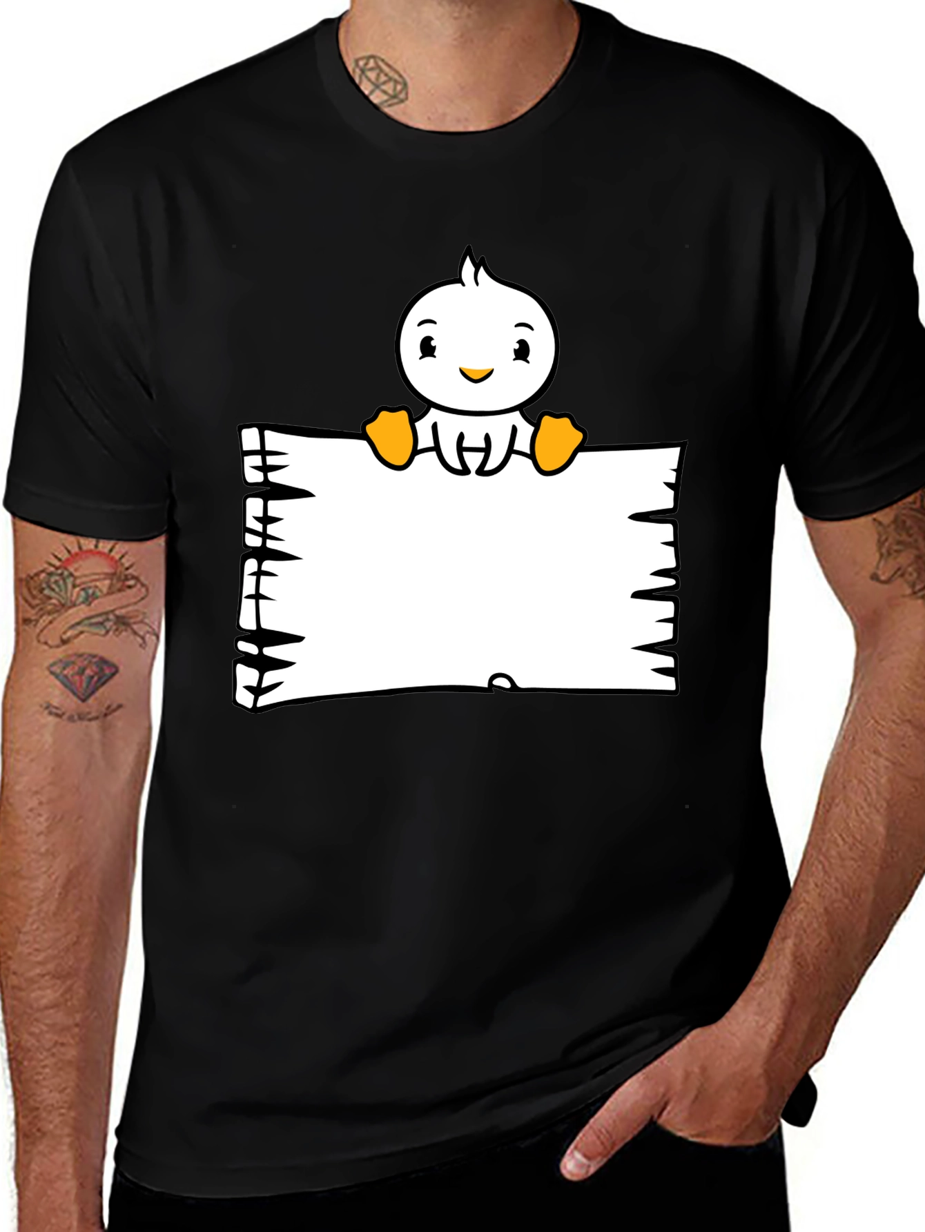 Variant 28 of Duck Cartoon Graphic Black T-Shirt