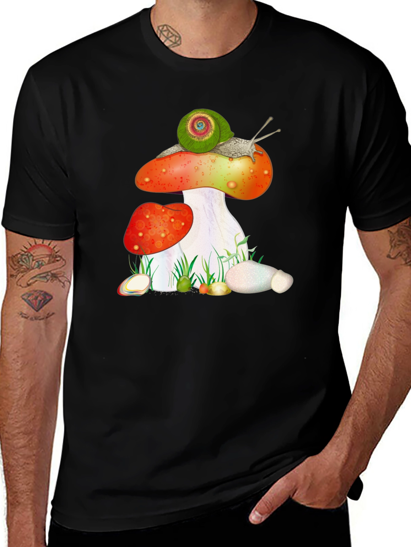 Variant 3 of Mushroom Snail Graphic Tee - Unique Design