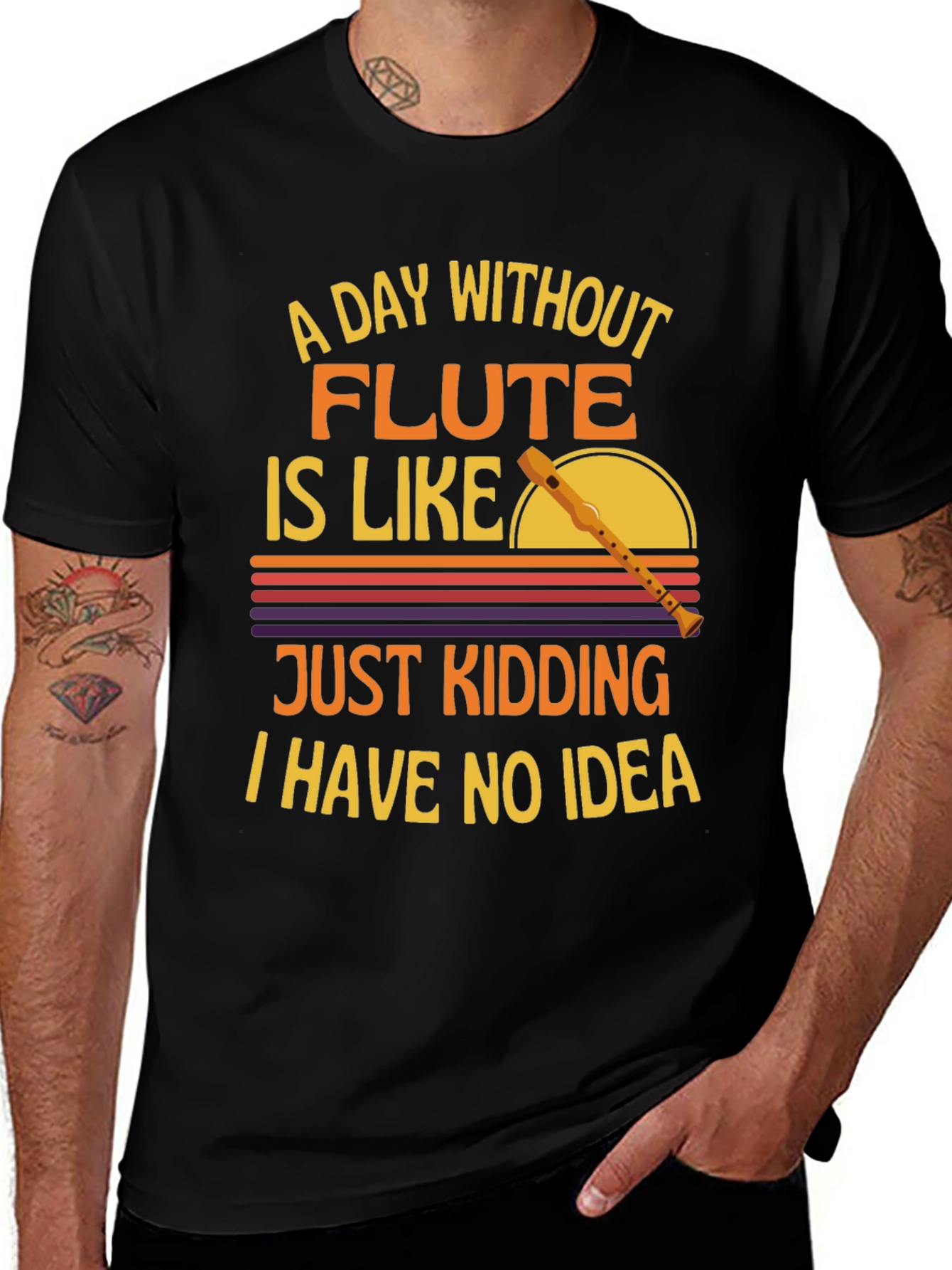 Variant 11 of Funny Flute Player T-Shirt - A Day Without Flute
